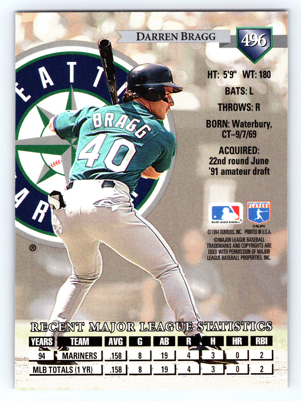 1995 Donruss #496 Darren Bragg
