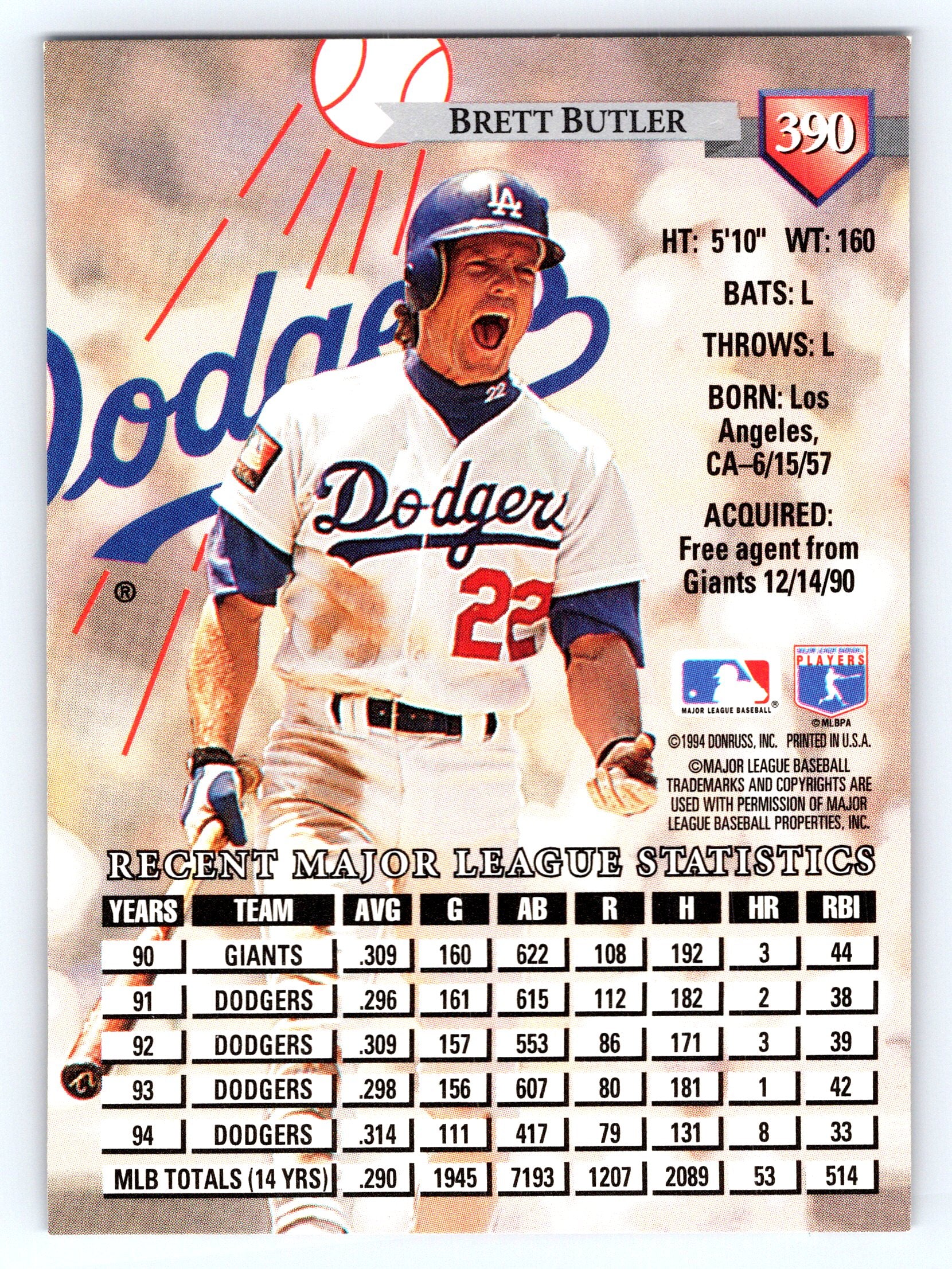 1995 Donruss #390 Brett Butler