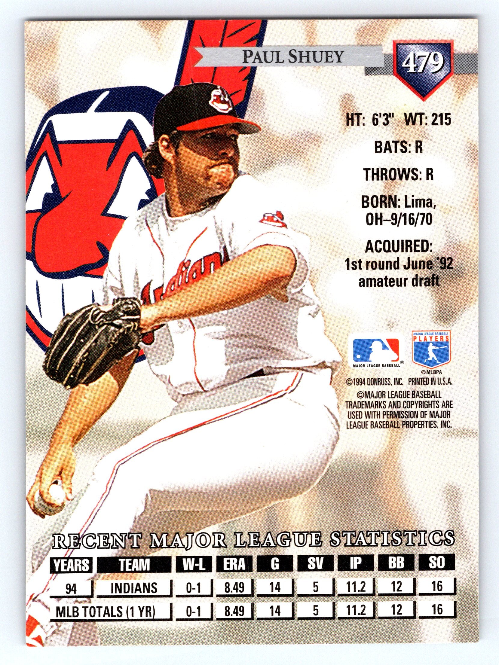 1995 Donruss #479 Paul Shuey