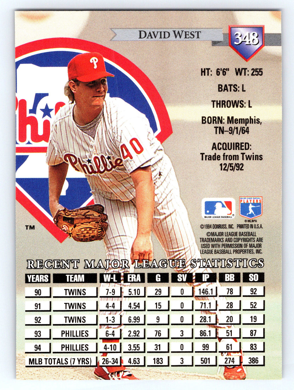 1995 Donruss #348 David West