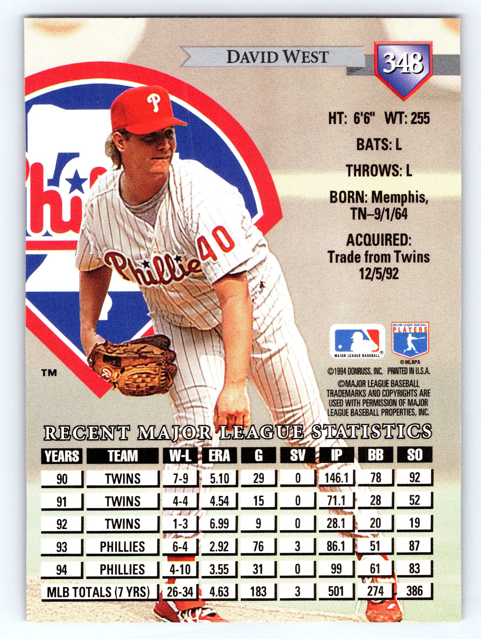 1995 Donruss #348 David West