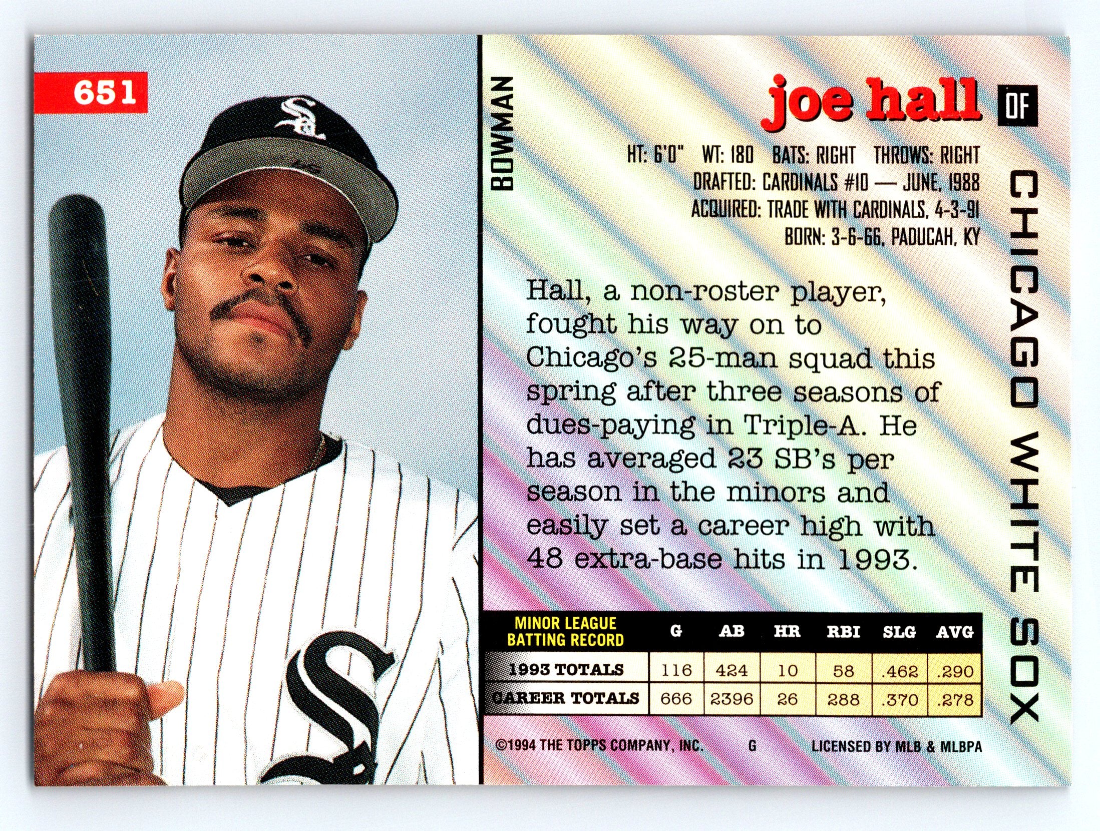 1994 Bowman #651 Joe Hall