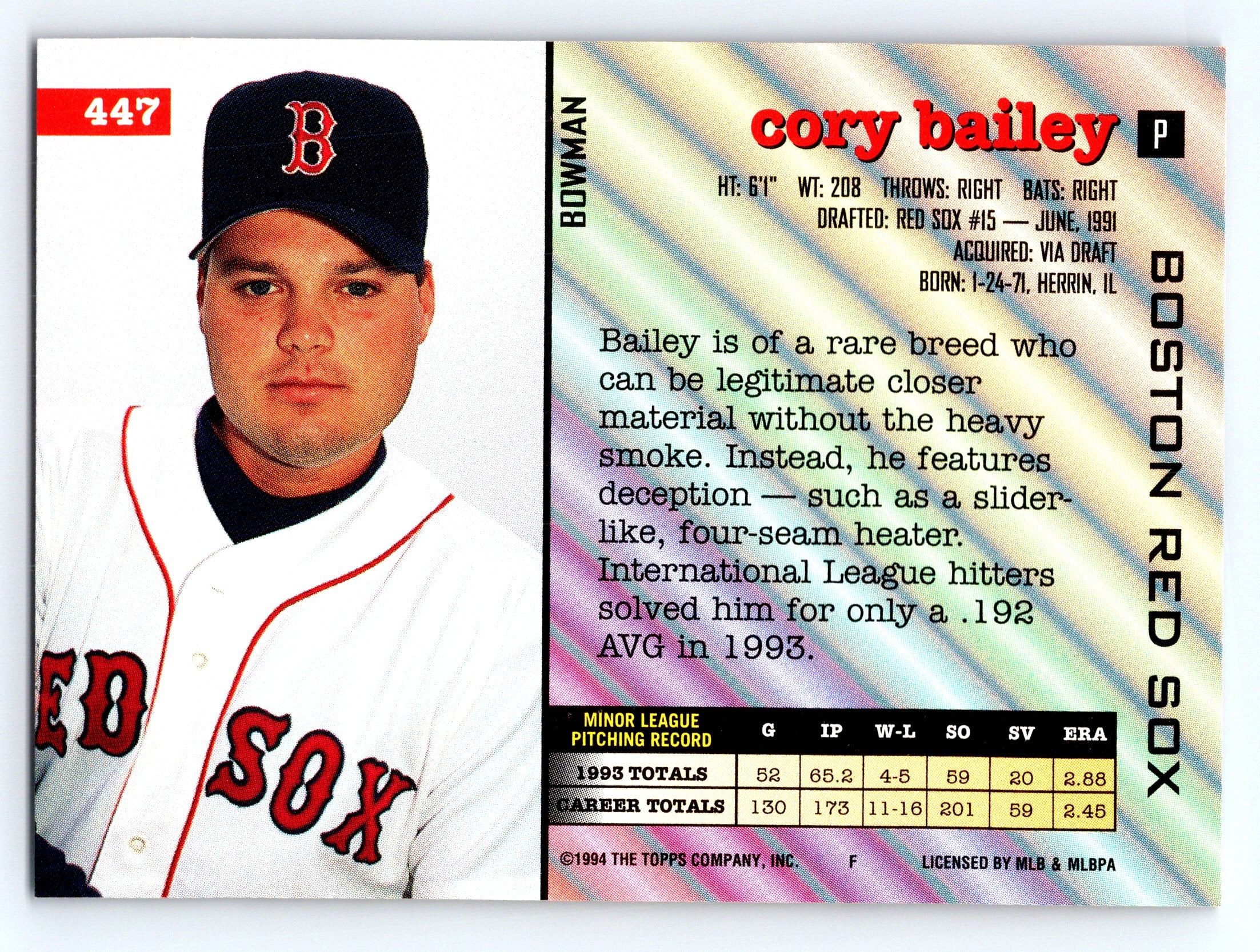 1994 Bowman #447 Cory Bailey