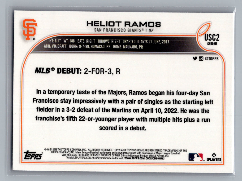 2022 Topps Chrome Update #USC2 Heliot Ramos Purple Refractor