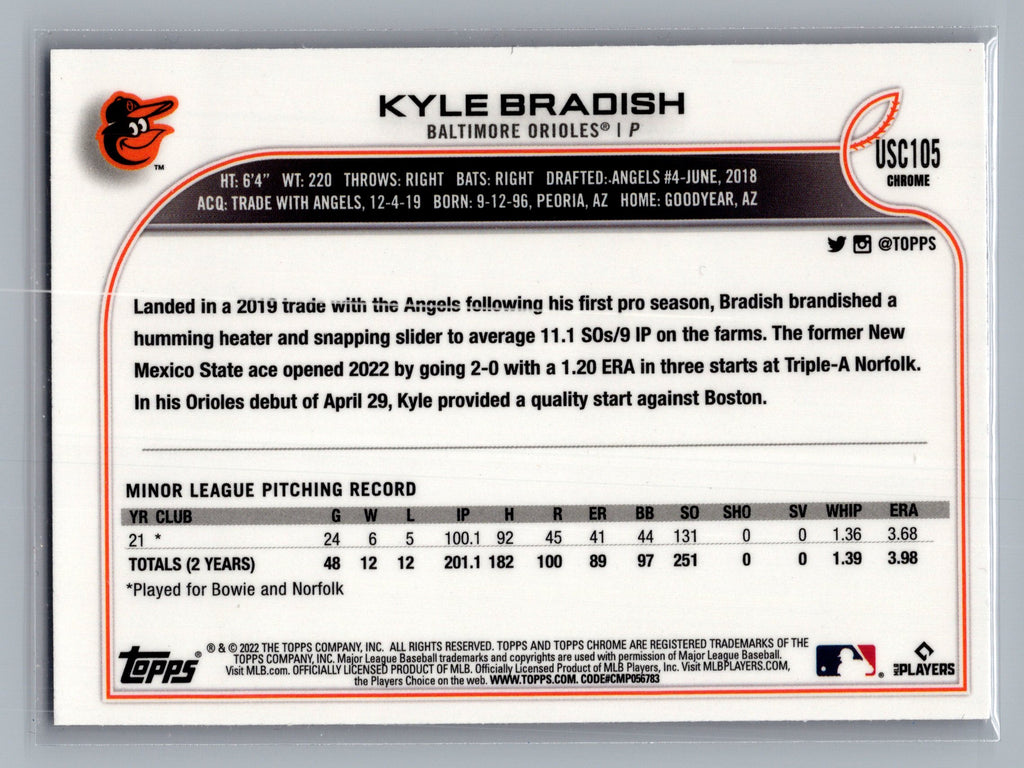 2022 Topps Chrome Update #USC105 Kyle Bradish Purple Refractor