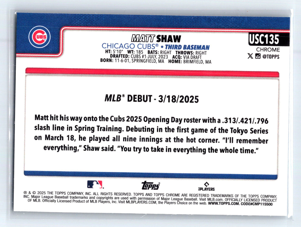 2025 Topps Chrome Update #USC135 Matt Shaw