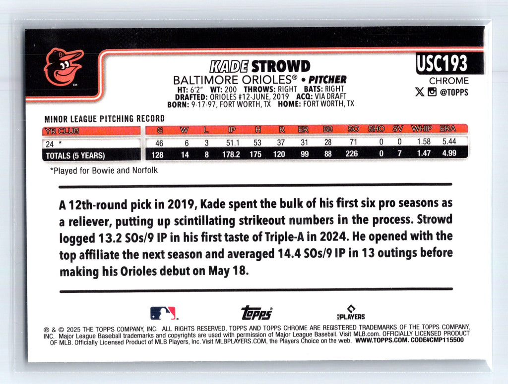 2025 Topps Chrome Update #USC193 Kade Strowd
