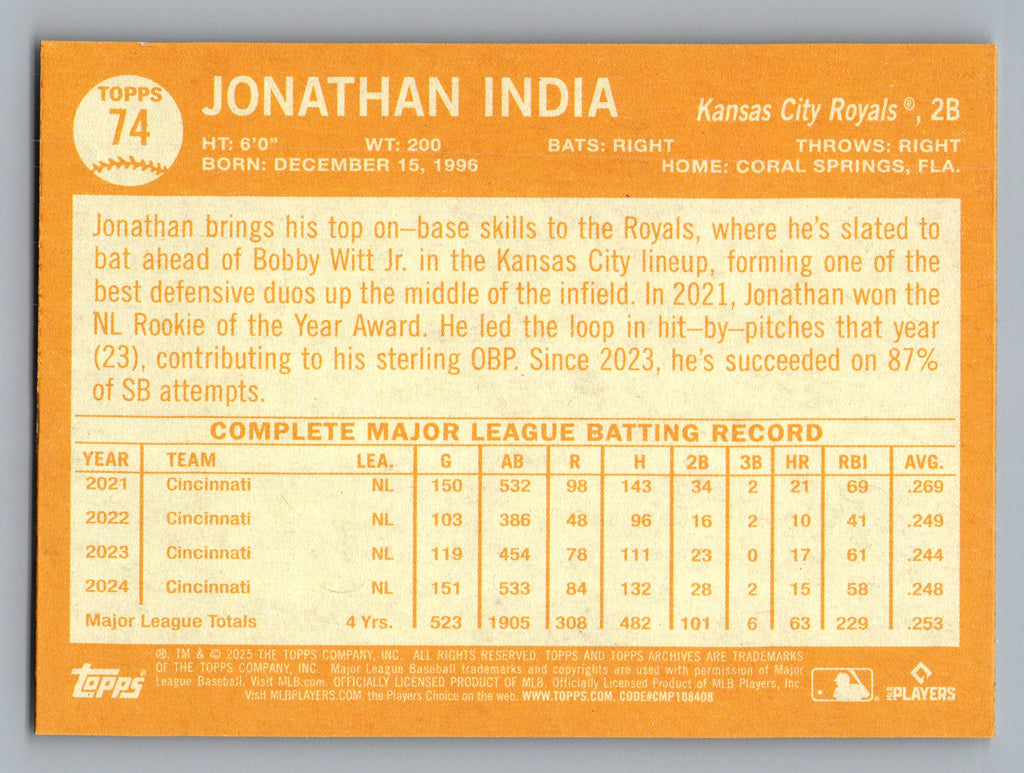 2025 Topps Archives #74 Jonathan India