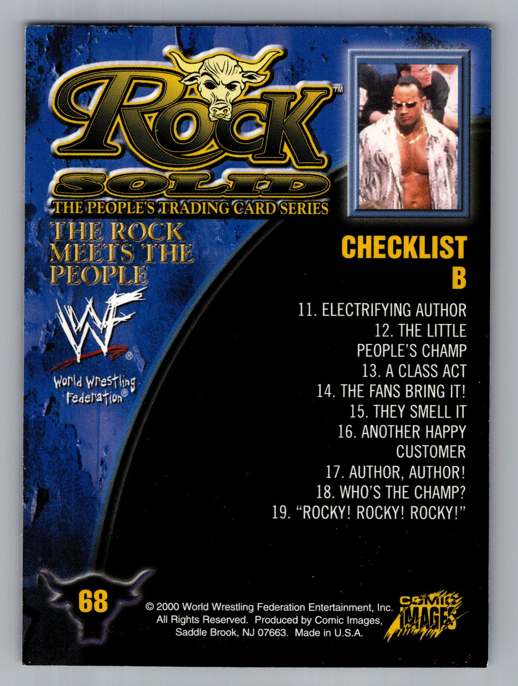 2000 Comic Images WWF Rock Solid #68 Checklist B/Rock in crowd