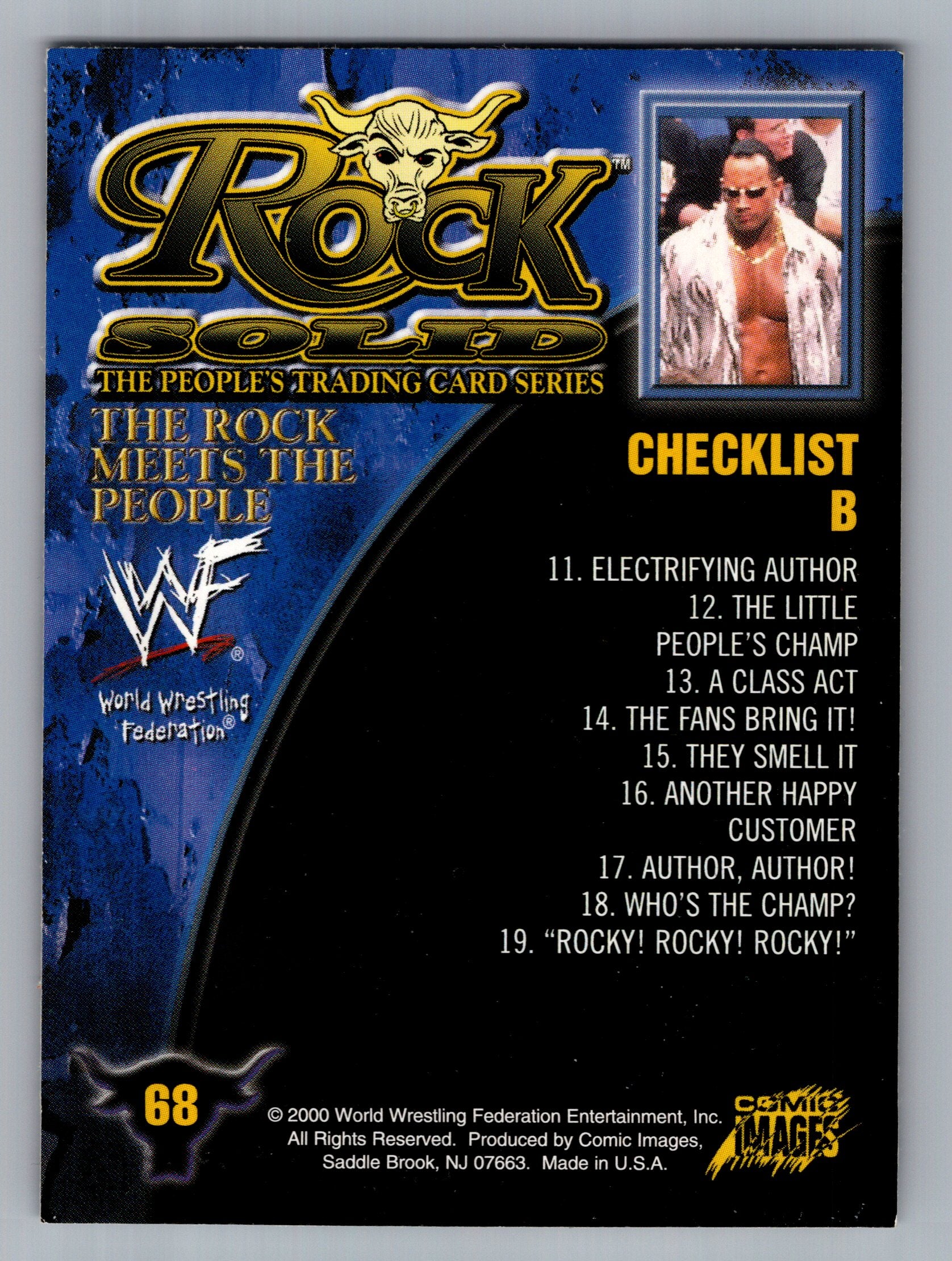 2000 Comic Images WWF Rock Solid #68 Checklist B/Rock in crowd