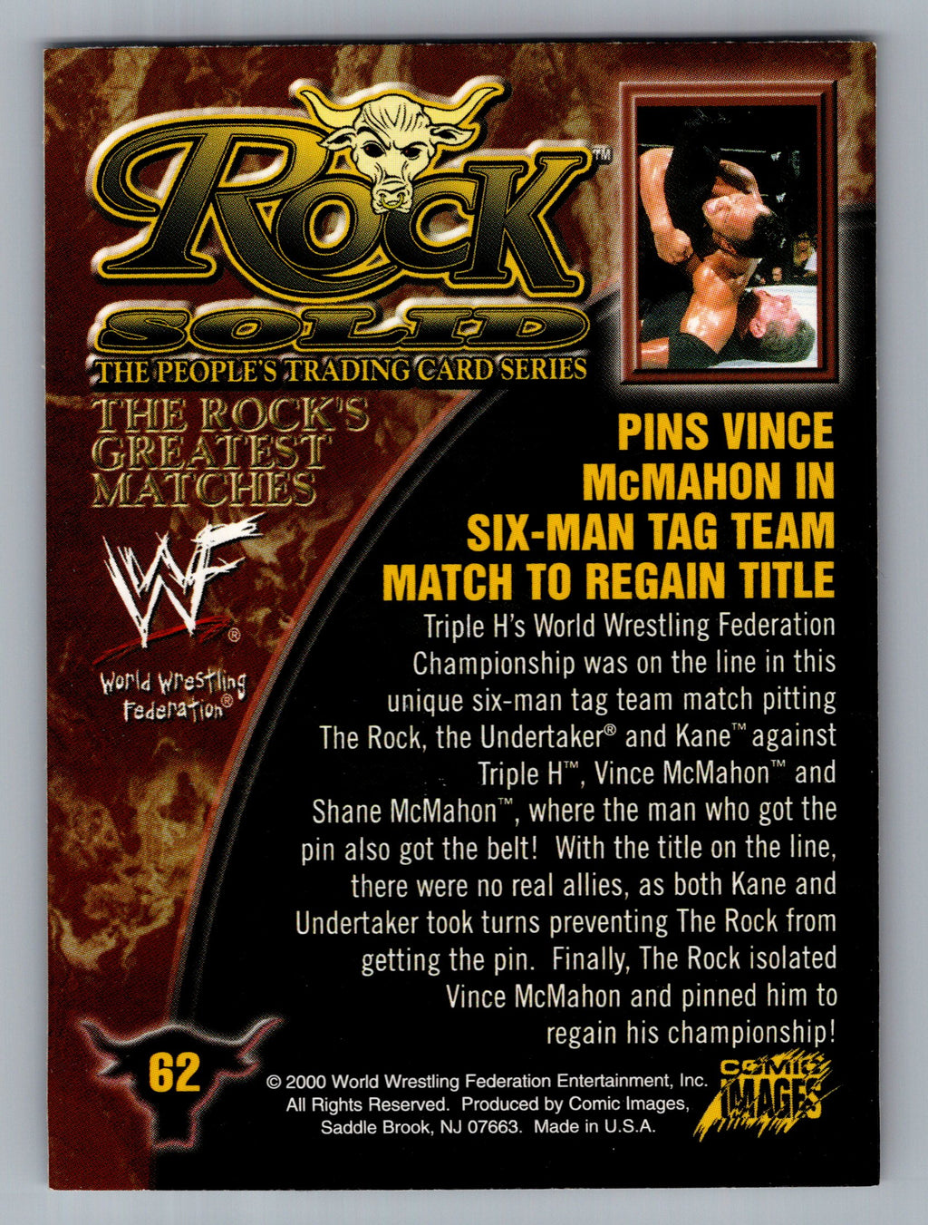 2000 Comic Images WWF Rock Solid #62 Rock vs. Vince McMahon