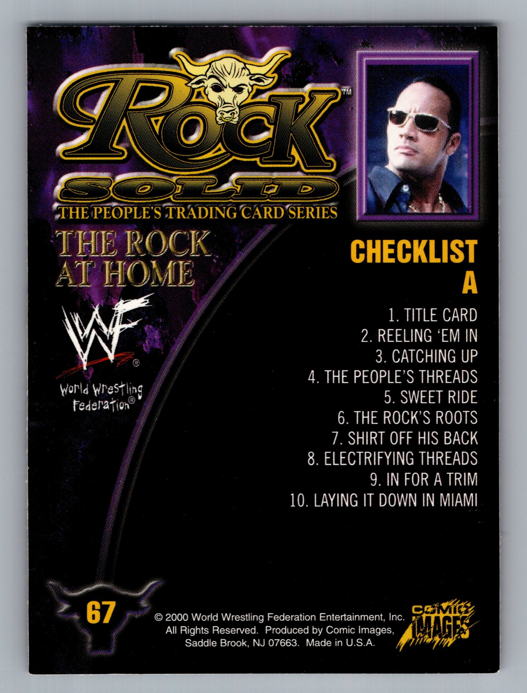 2000 Comic Images WWF Rock Solid #67 Checklist A/Rock on runway