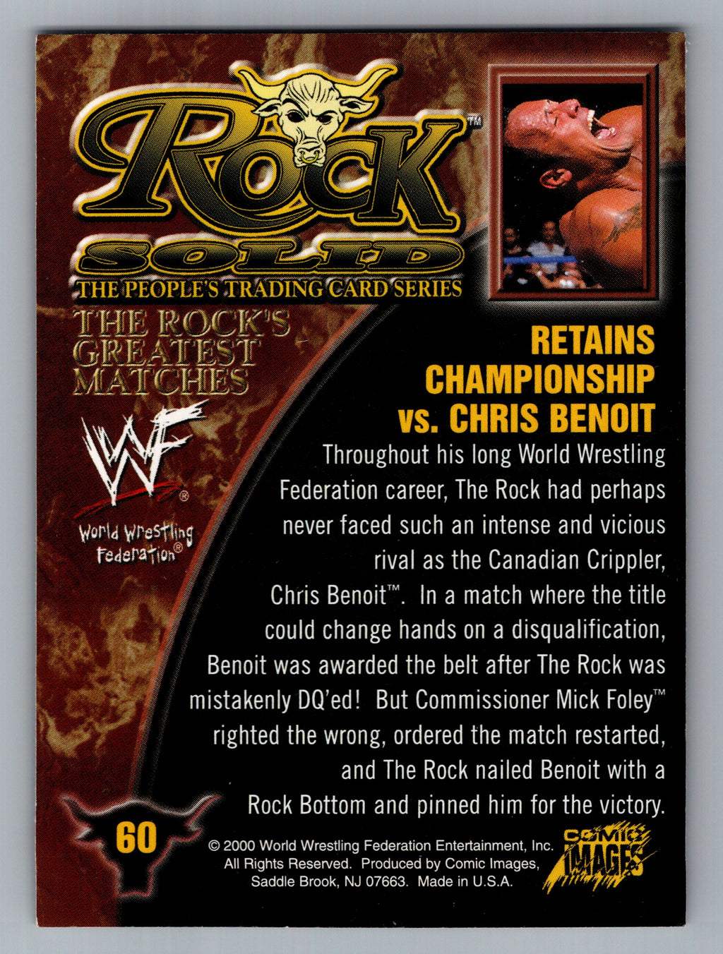 2000 Comic Images WWF Rock Solid #60 Rock vs. Chris Benoit