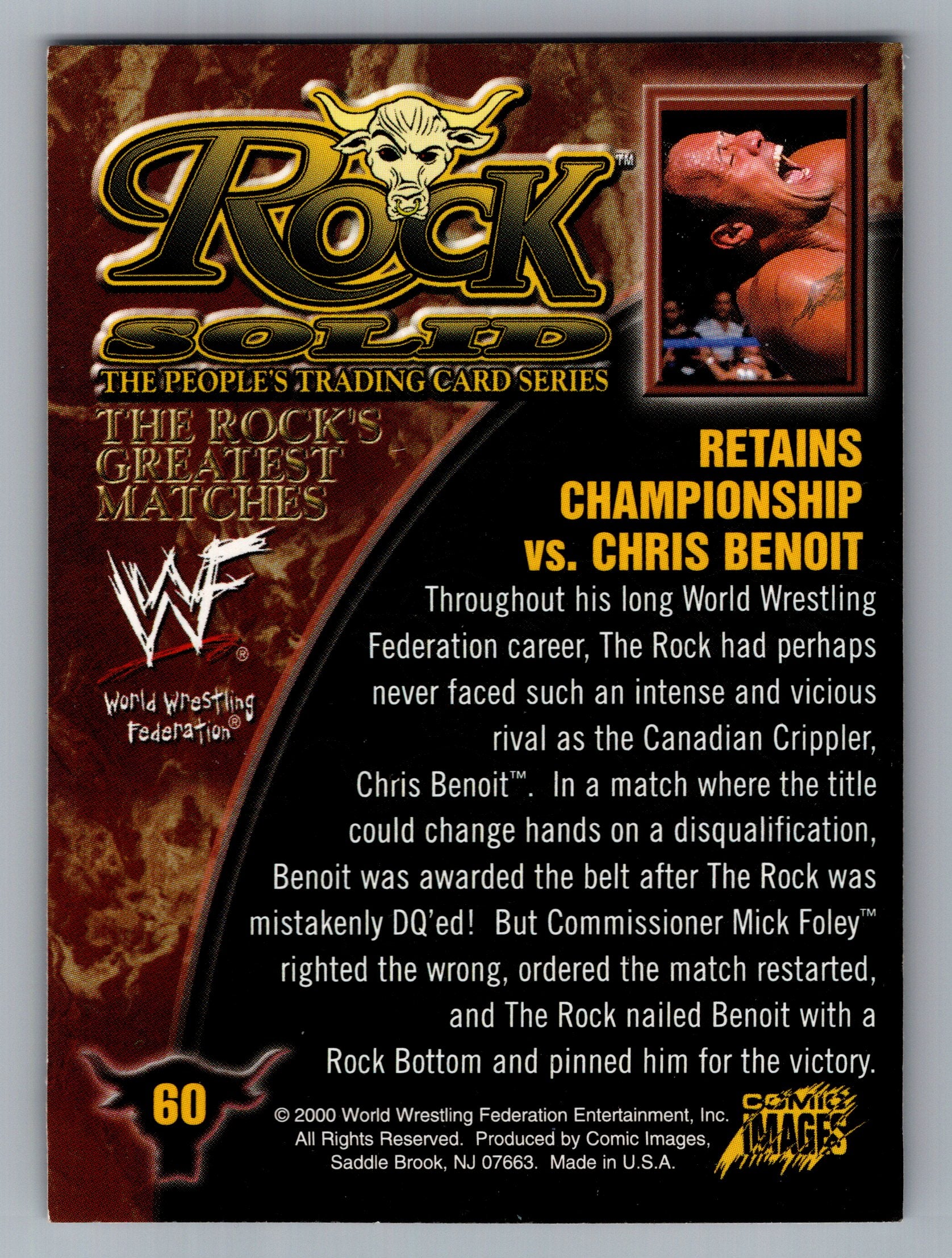 2000 Comic Images WWF Rock Solid #60 Rock vs. Chris Benoit