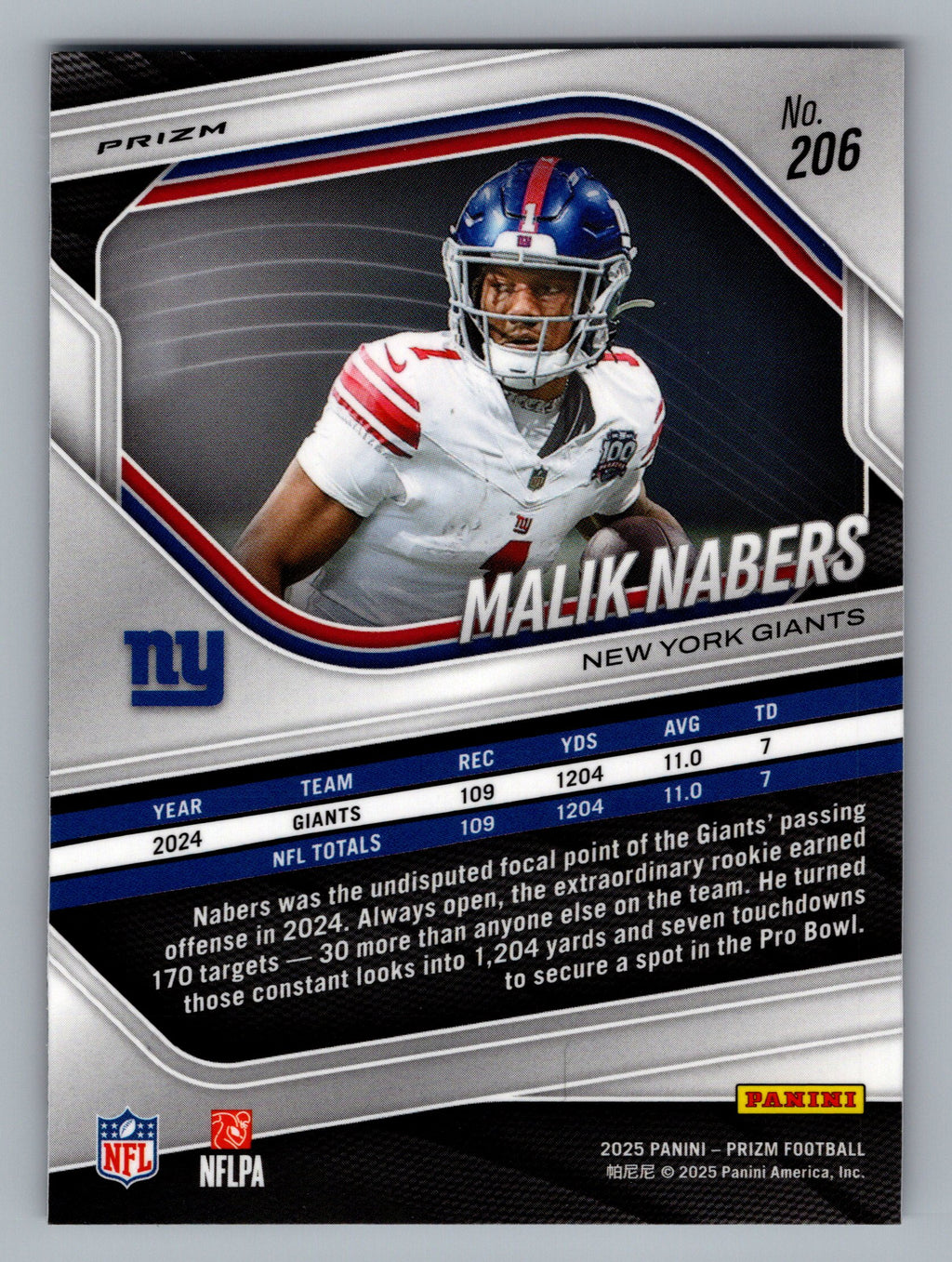 2025 Panini Prizm #206 Malik Nabers Silver