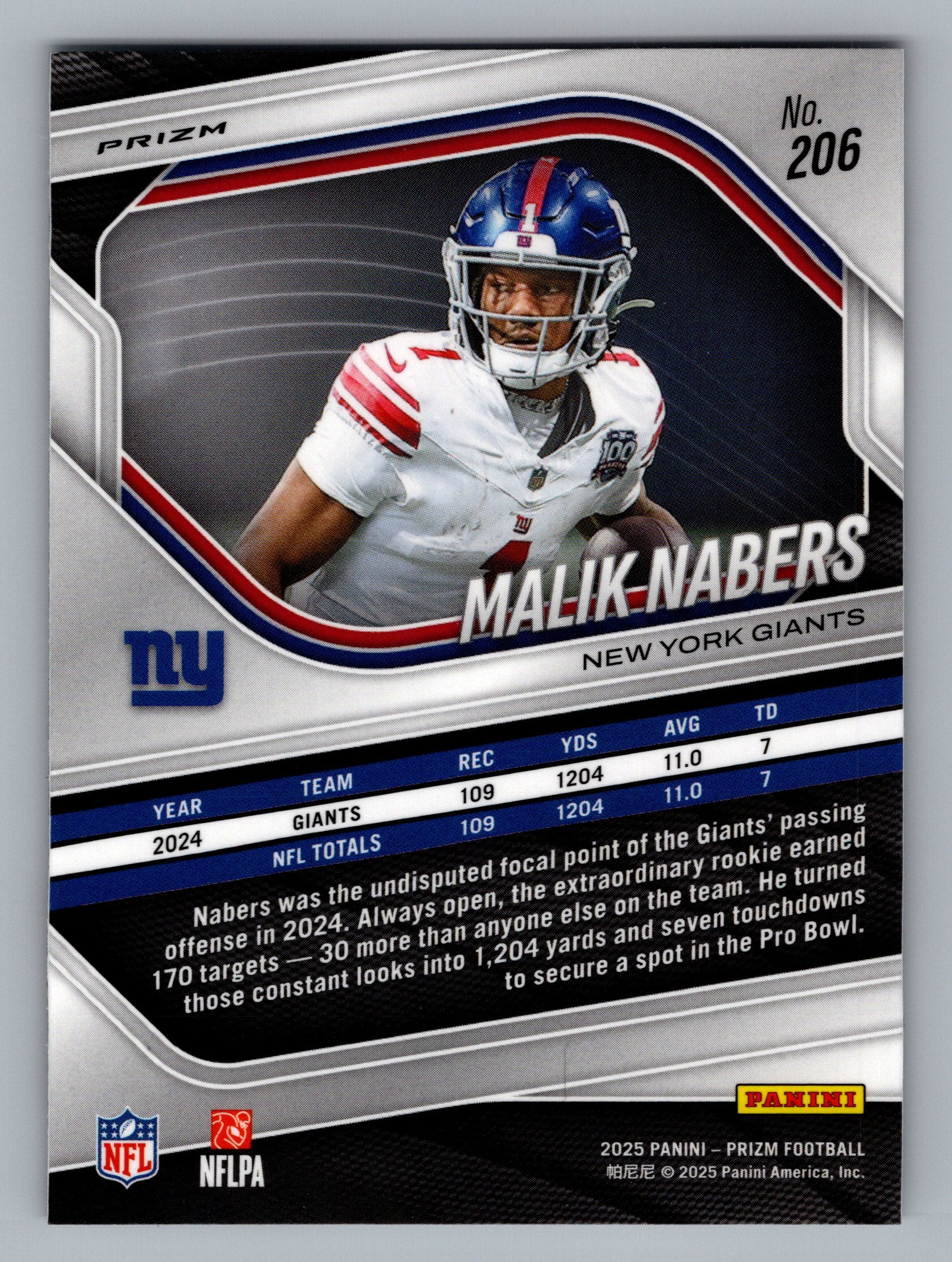 2025 Panini Prizm #206 Malik Nabers Silver