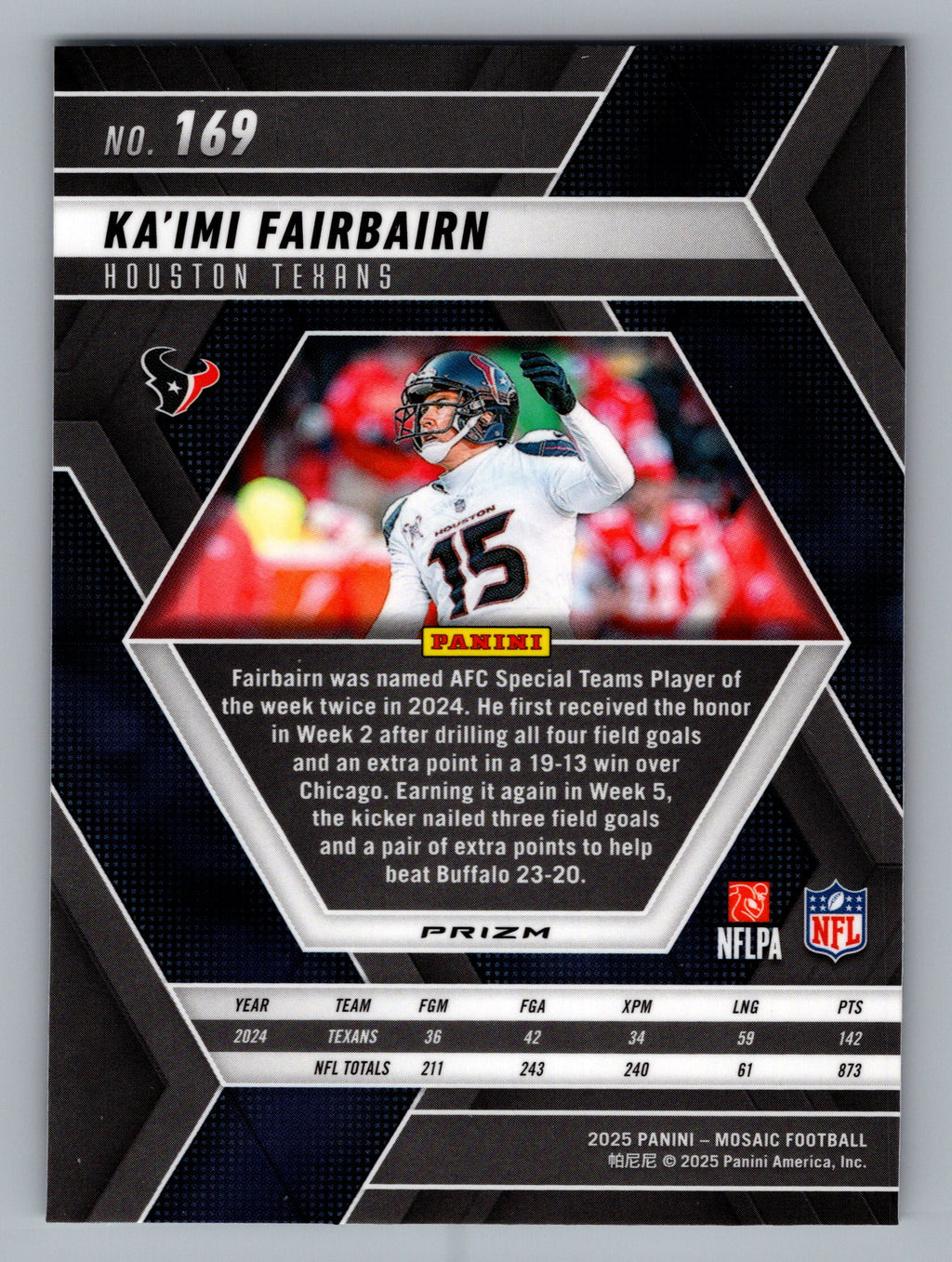 2025 Panini Mosaic #169 Ka'imi Fairbairn Silver