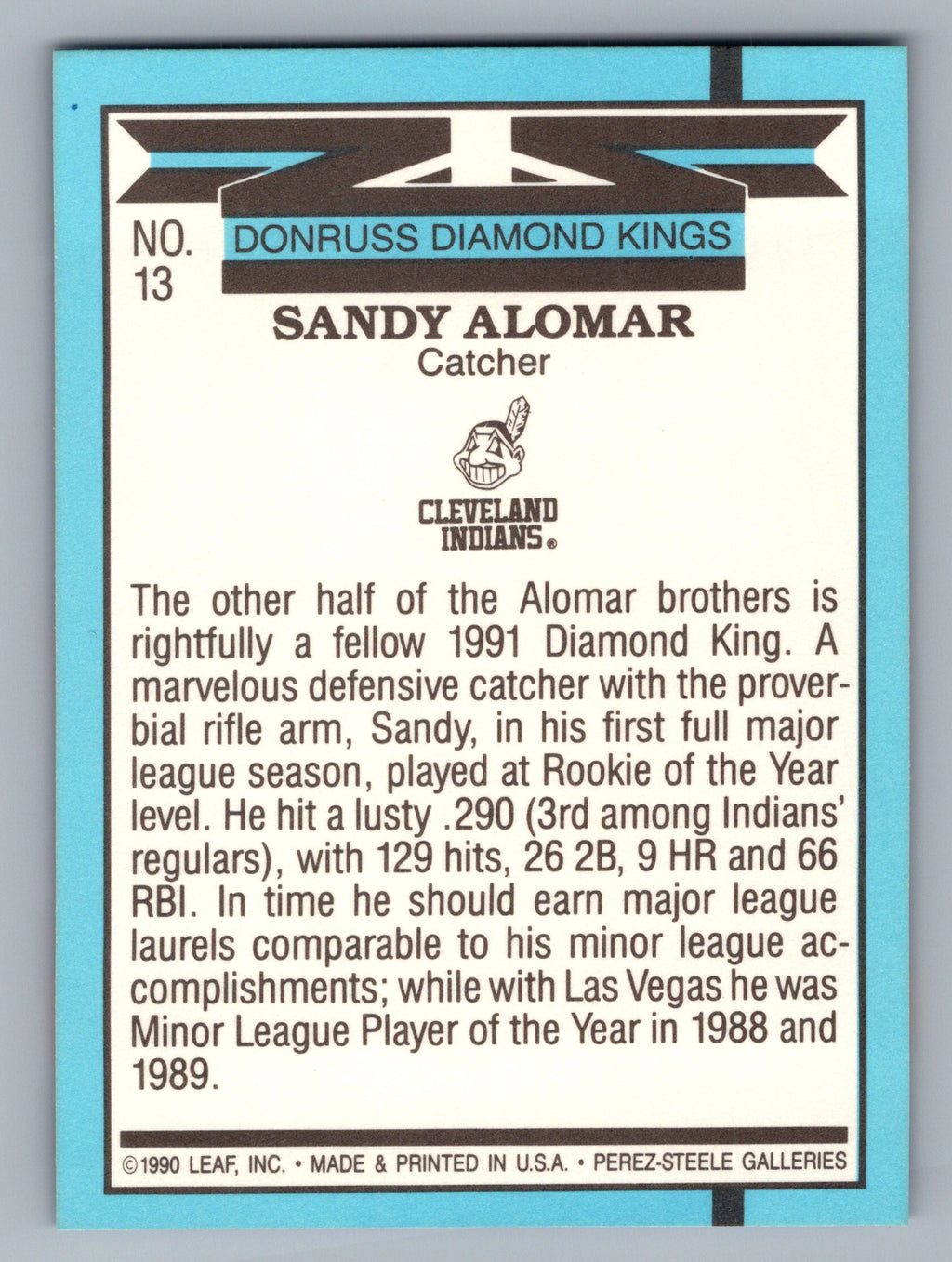 1991 Donruss #13 Sandy Alomar Super Diamond Kings