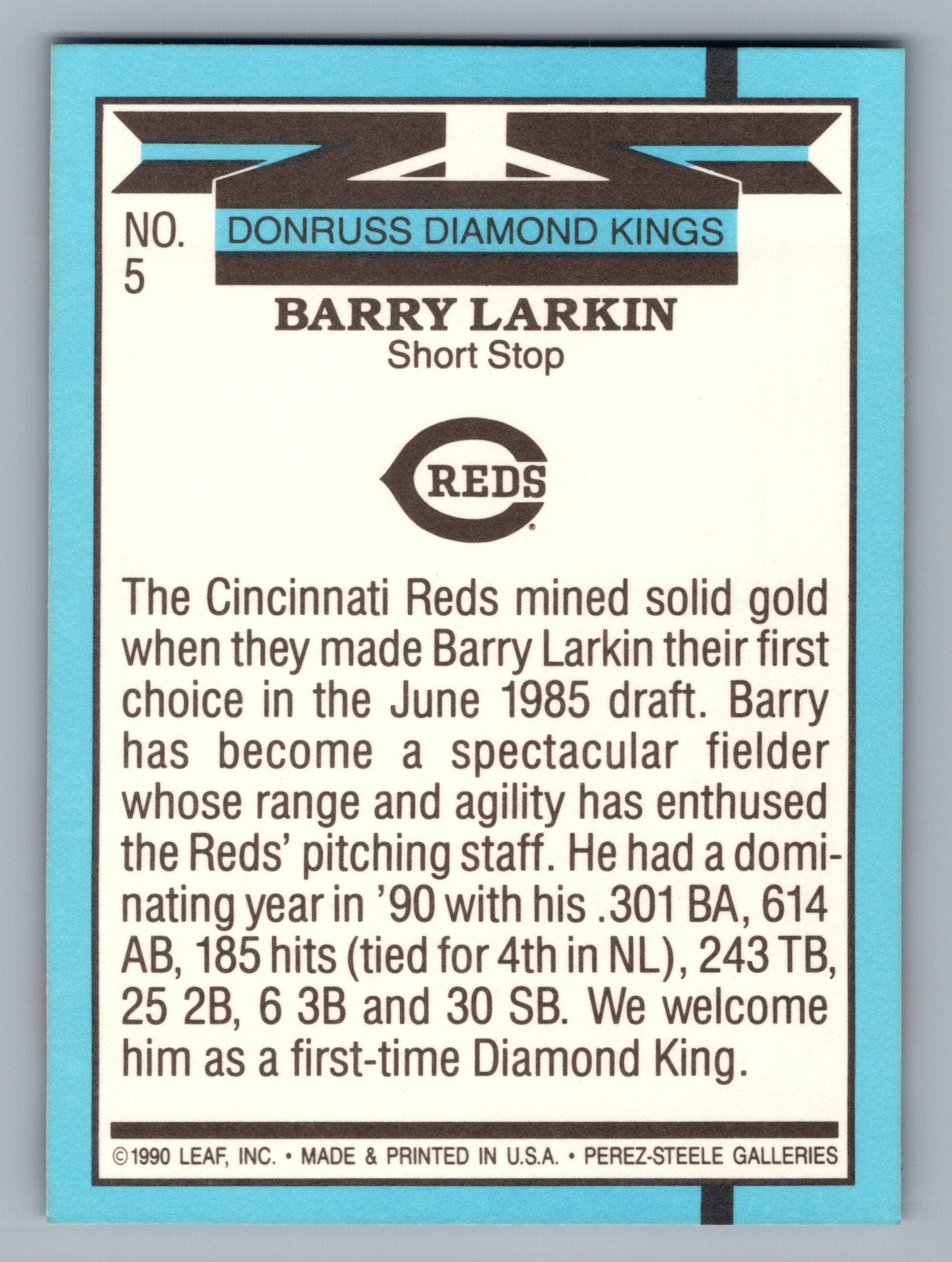 1991 Donruss #5 Barry Larkin Super Diamond Kings