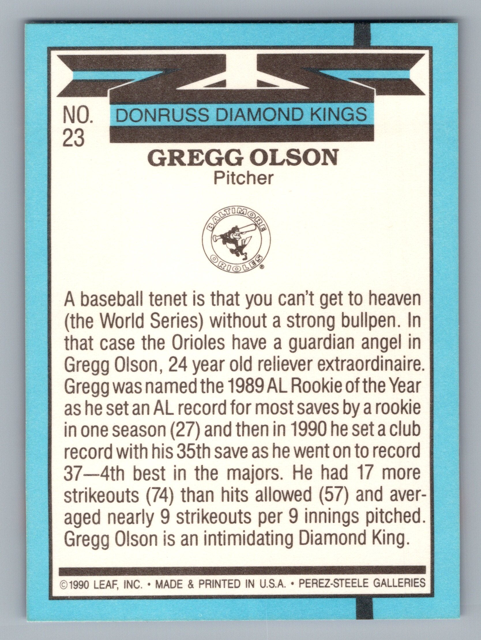 1991 Donruss #23 Gregg Olson Super Diamond Kings