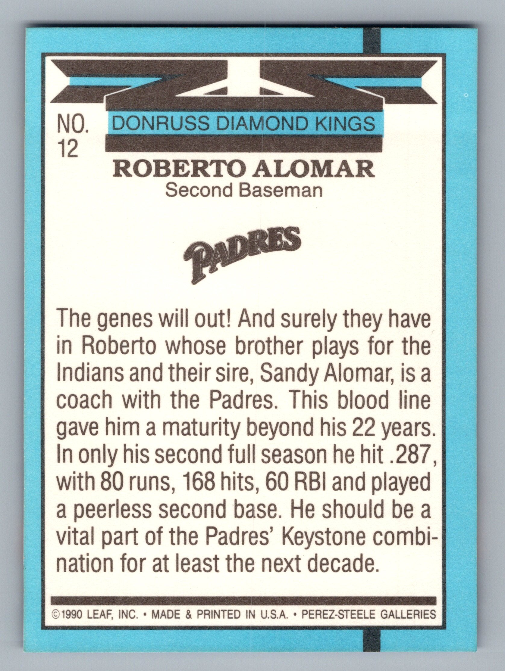 1991 Donruss #12 Roberto Alomar Super Diamond Kings