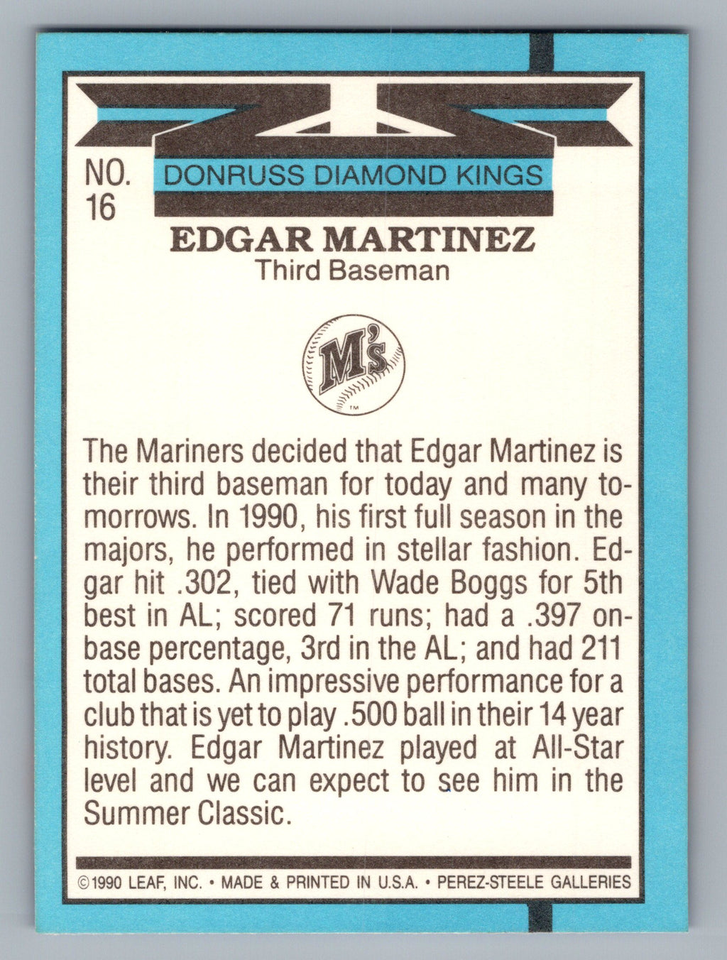 1991 Donruss #16 Edgar Martinez Super Diamond Kings