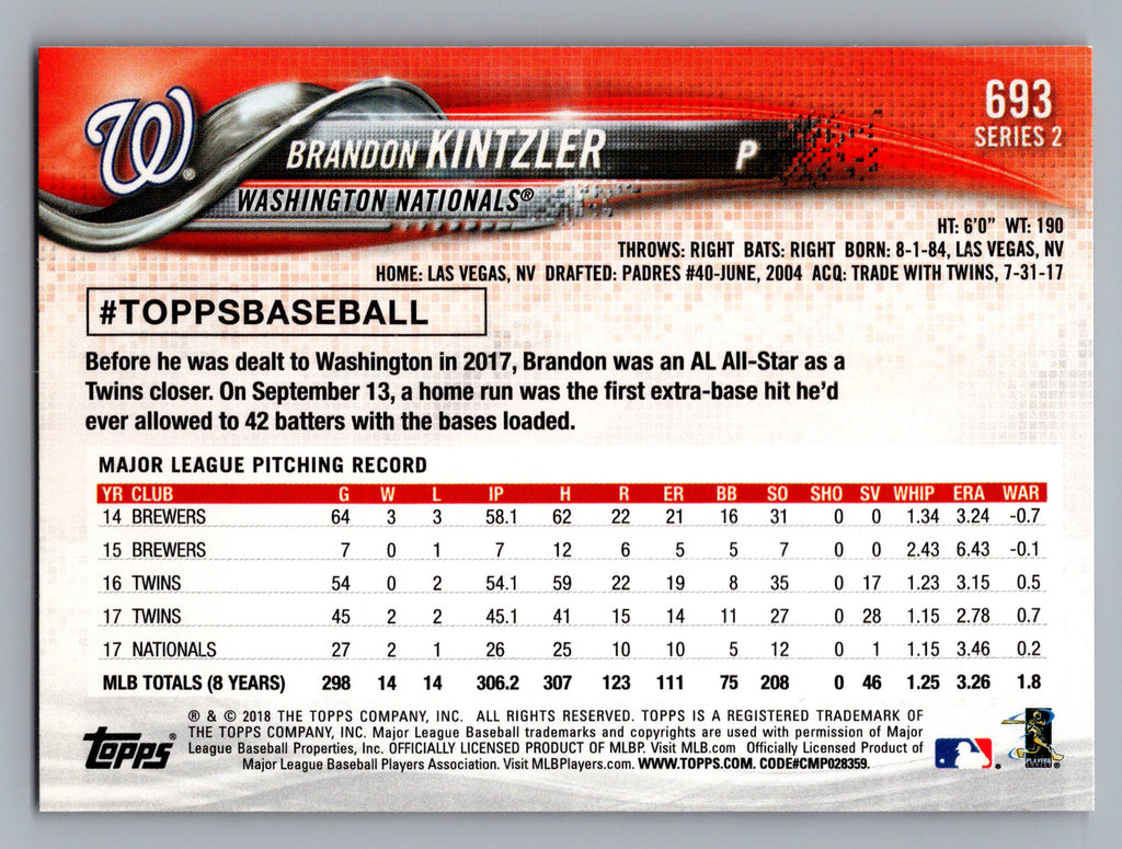 2018 Topps #693 Brandon Kintzler