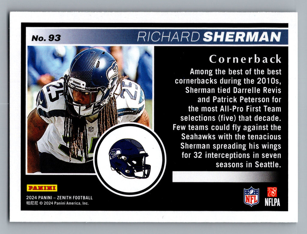 2024 Panini Zenith #93 Richard Sherman Two Minute Drill