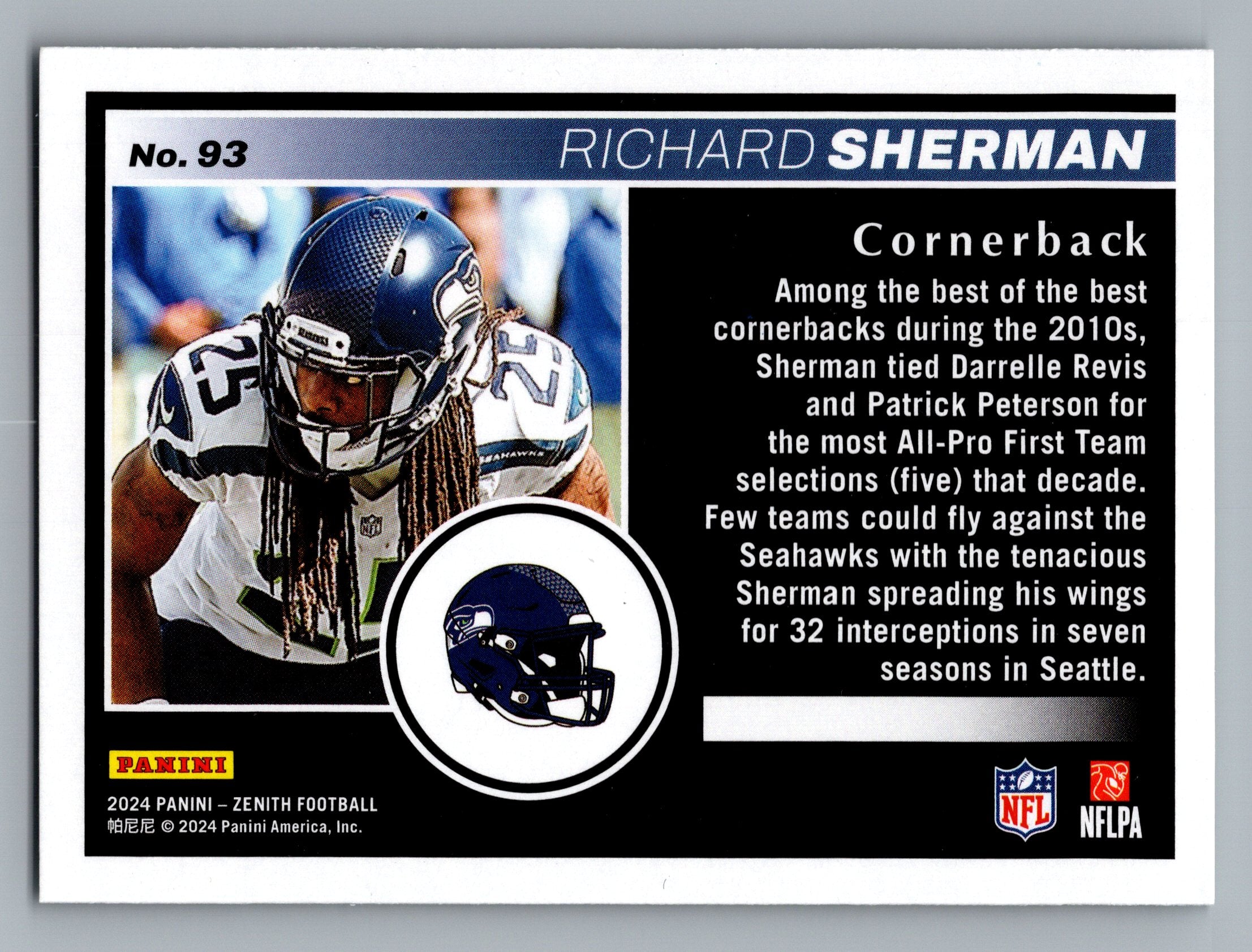 2024 Panini Zenith #93 Richard Sherman Two Minute Drill
