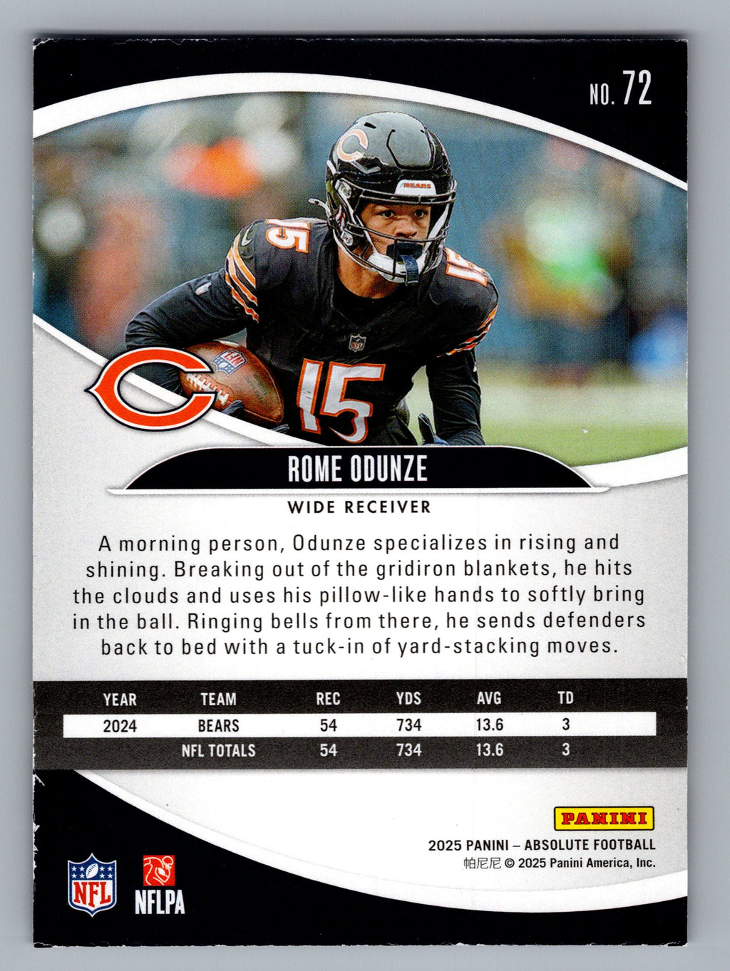 2025 Panini Absolute #72 Rome Odunze Blue