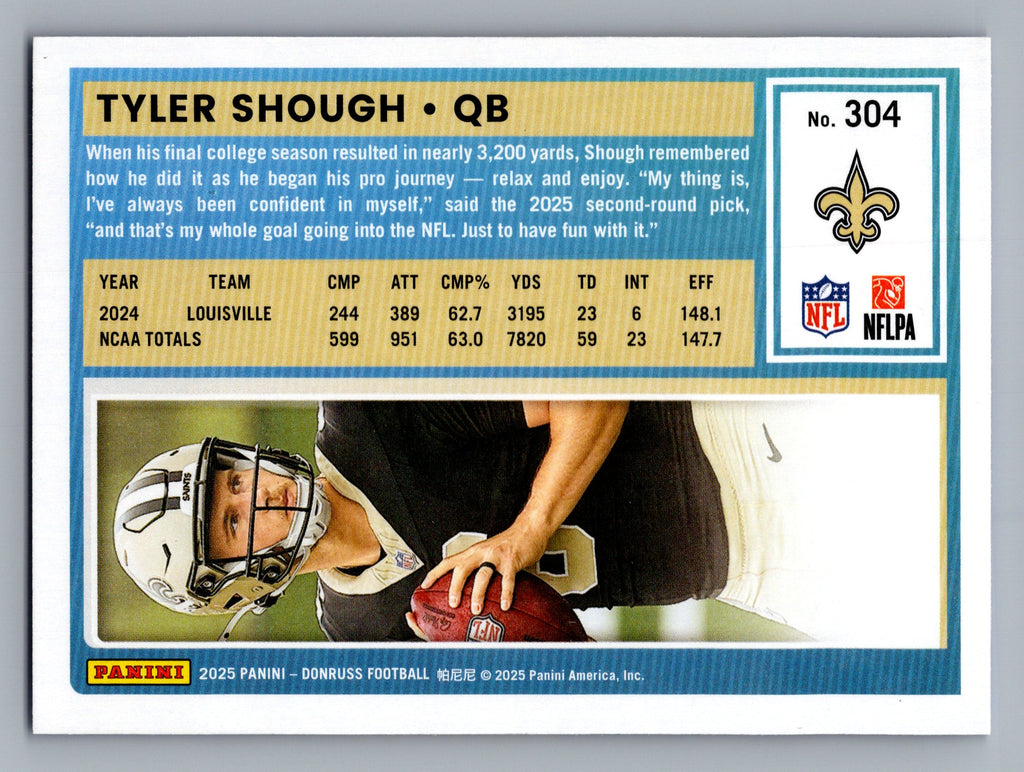 2025 Donruss #304 Tyler Shough Press Proofs Blue