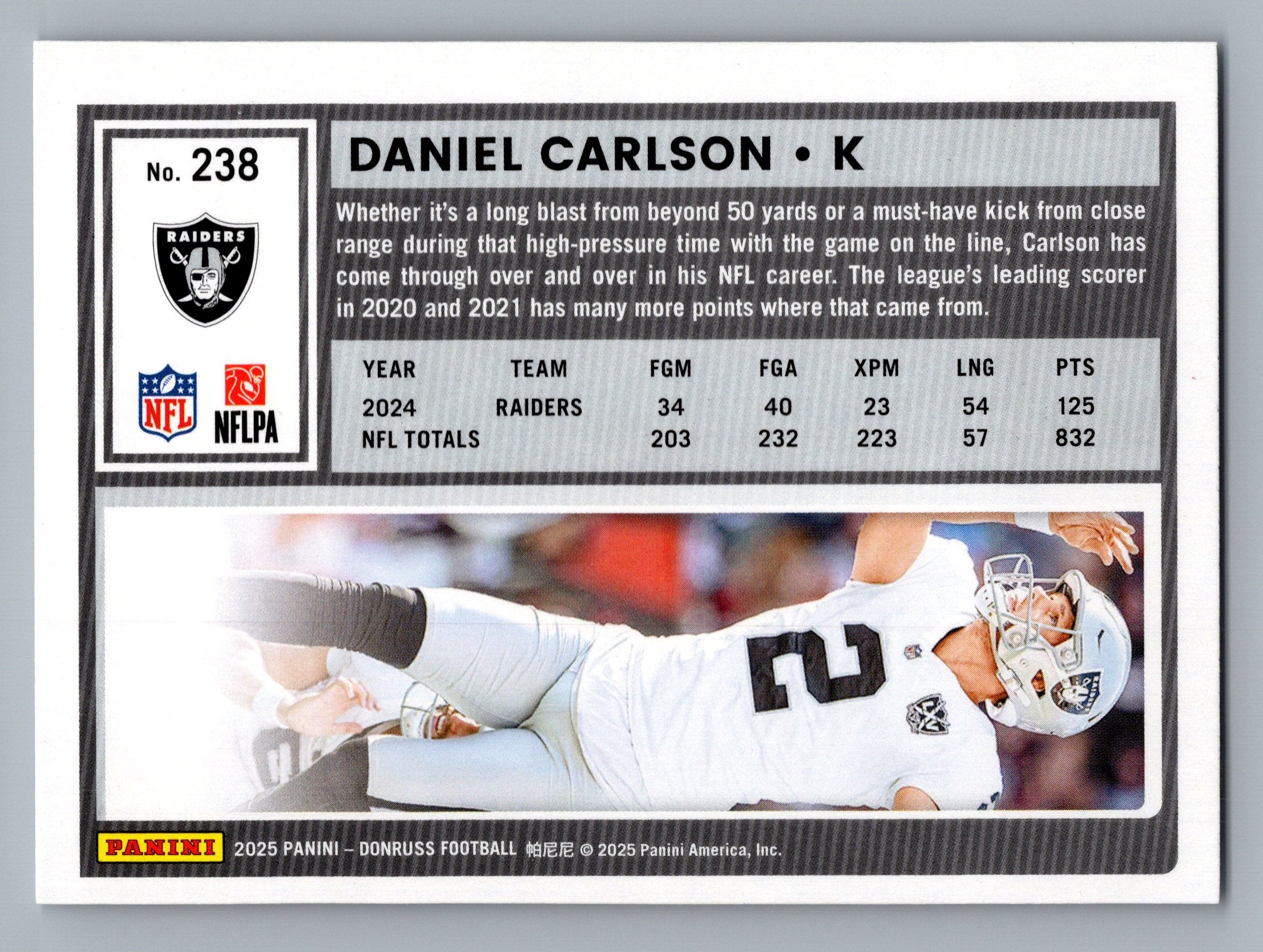 2025 Donruss #238 Daniel Carlson