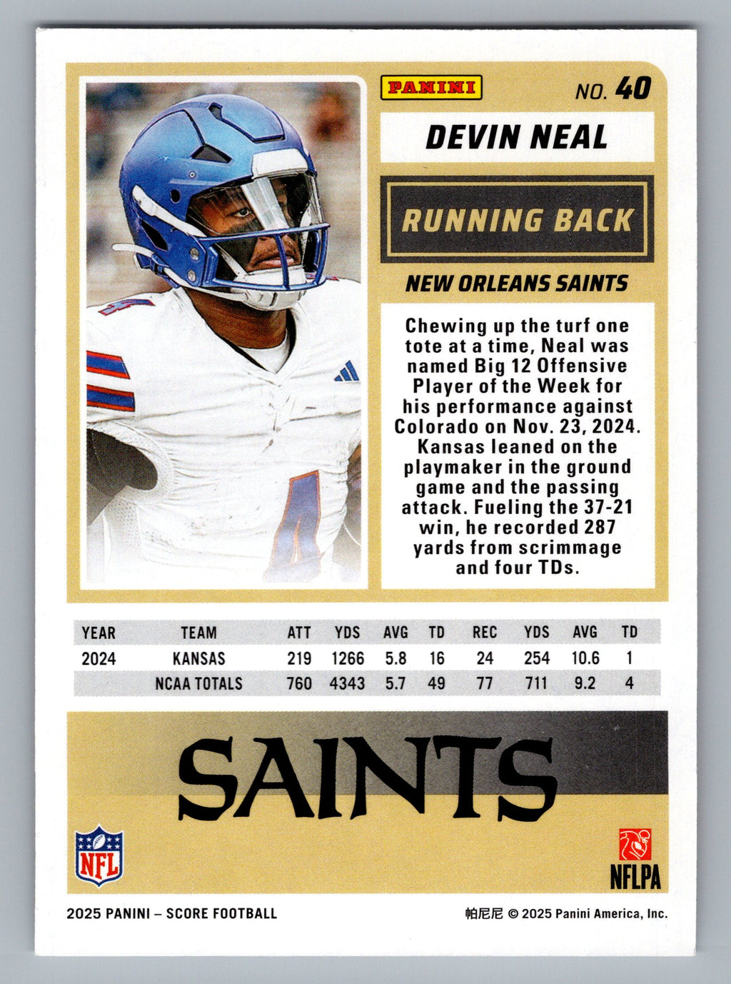2025 Score #40 Devin Neal