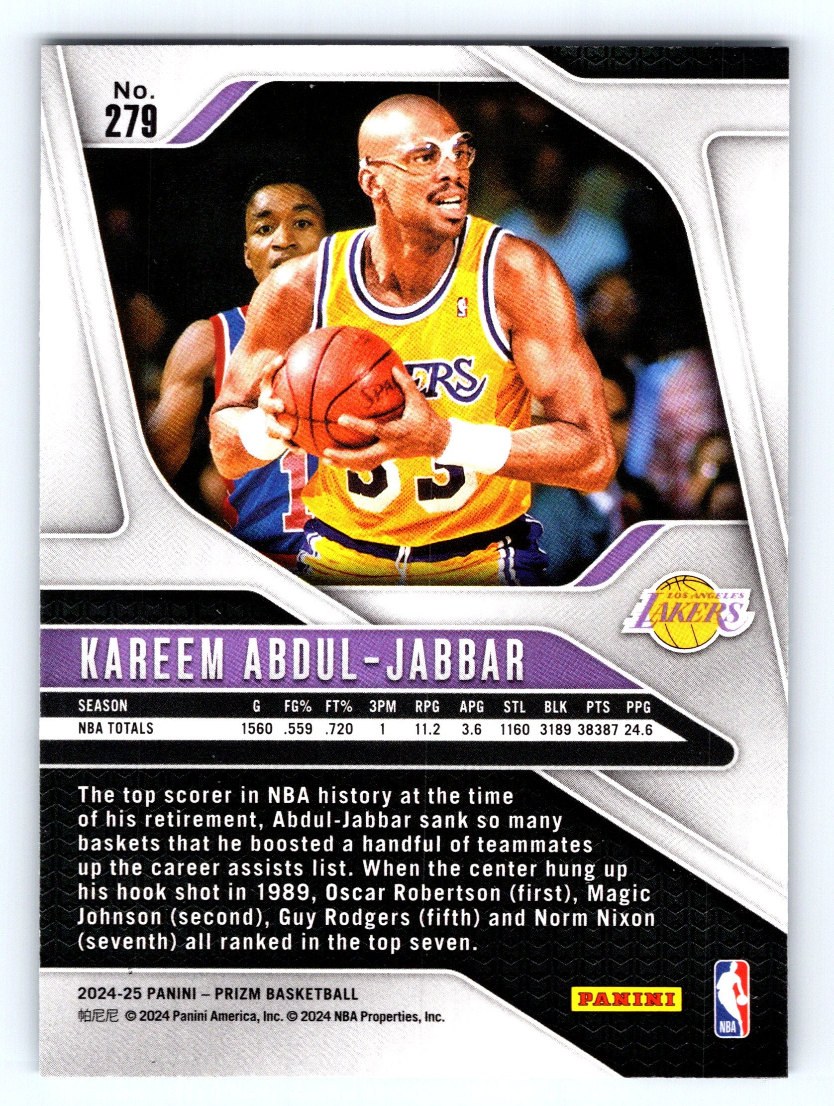 2024-25 Panini Prizm #279 Kareem Abdul-Jabbar