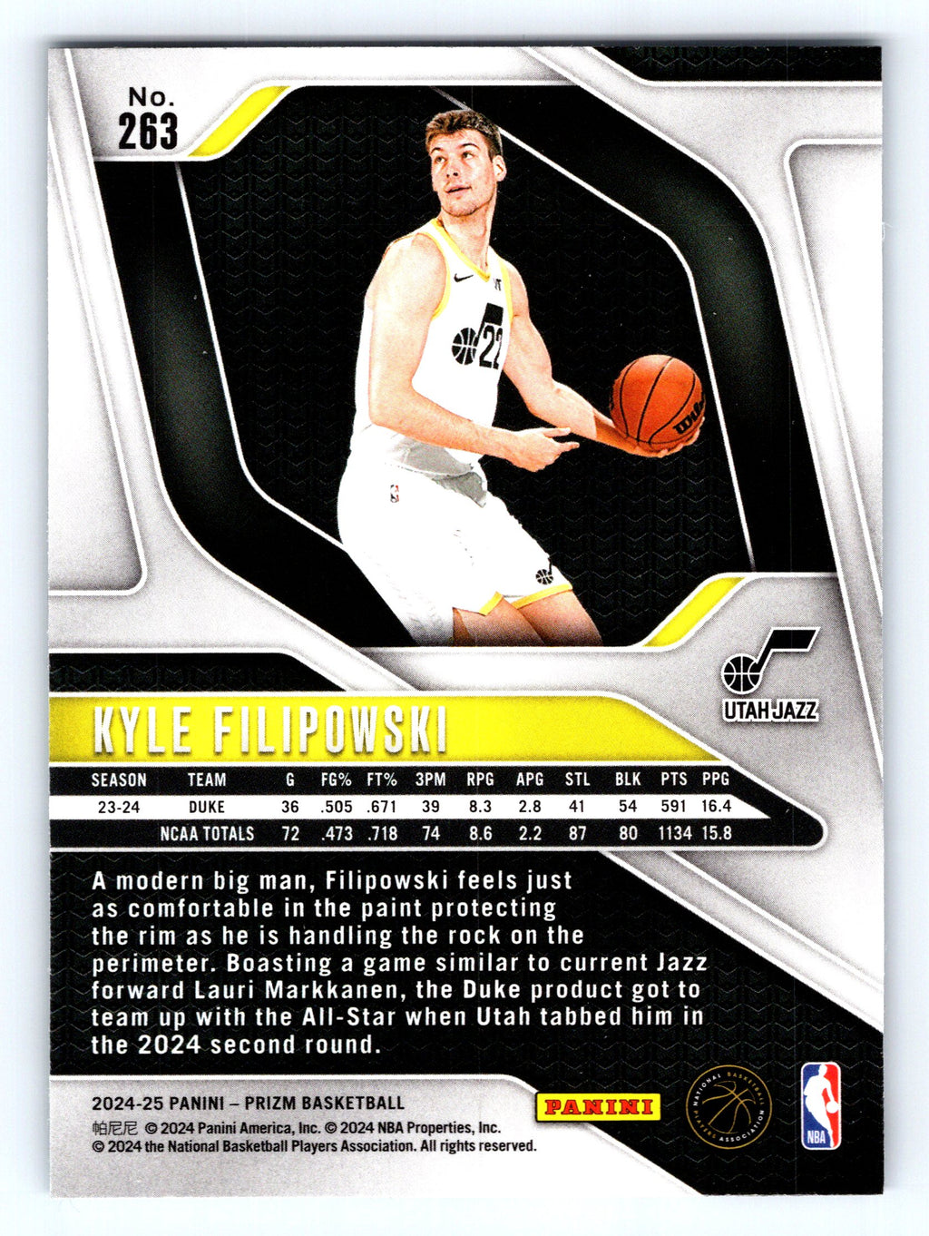 2024-25 Panini Prizm #263 Kyle Filipowski