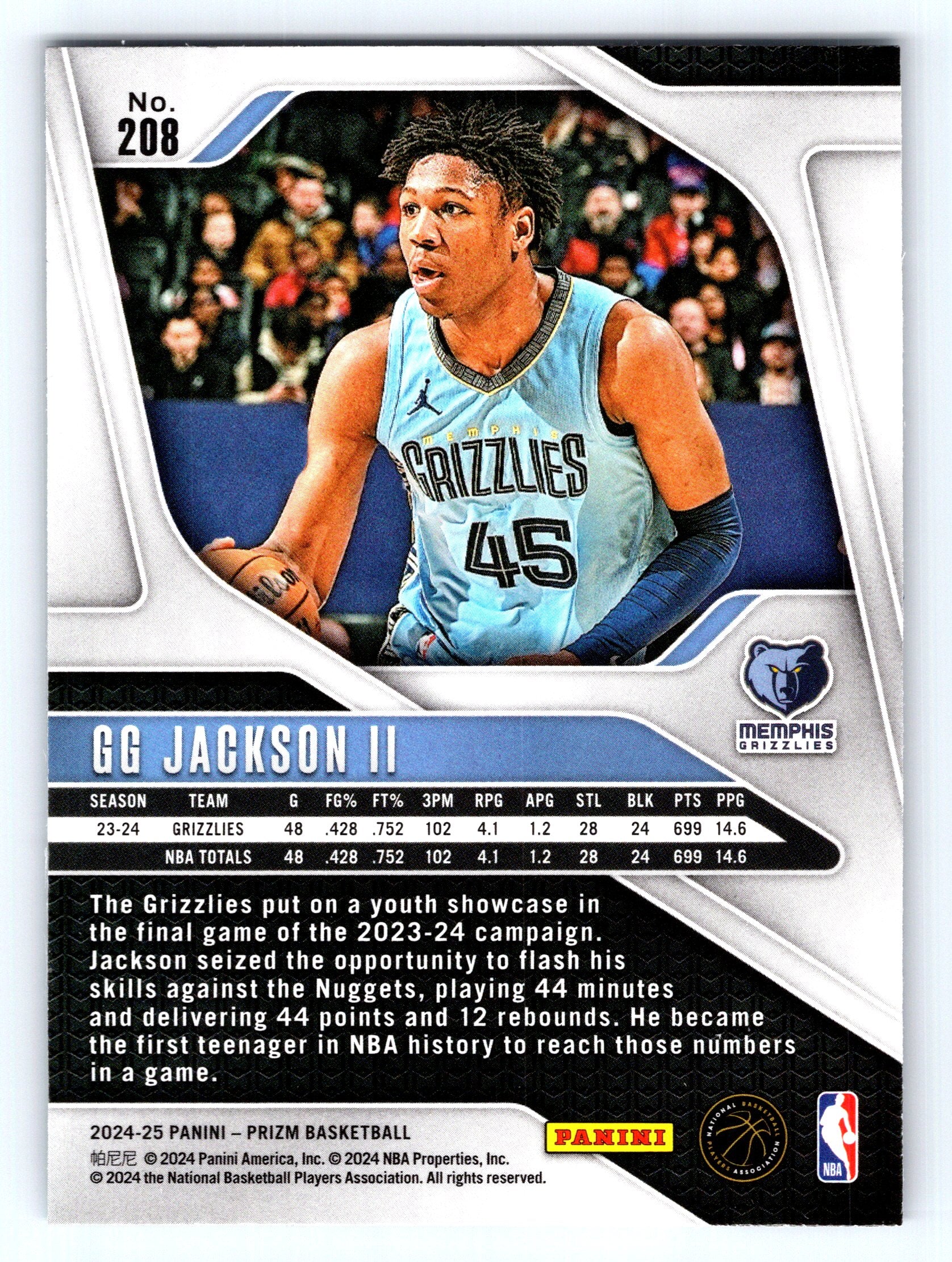 2024-25 Panini Prizm #208 GG Jackson II