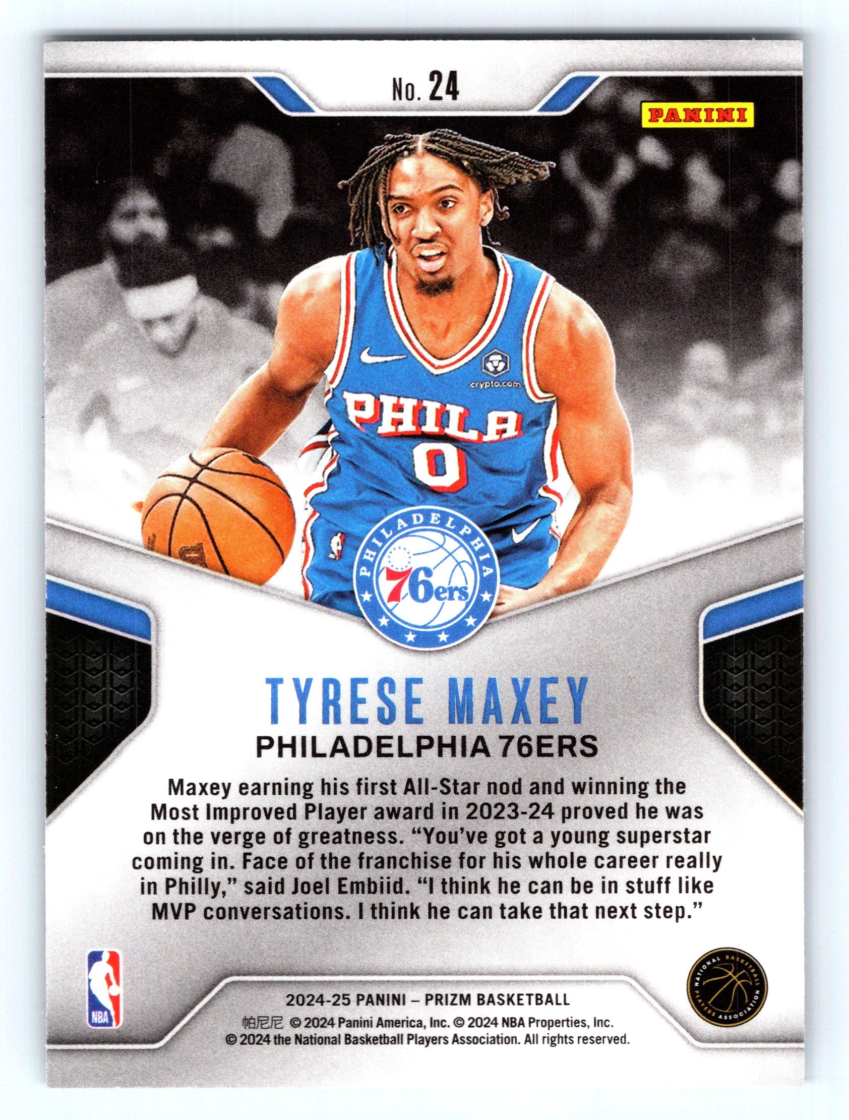 2024-25 Panini Prizm #24 Tyrese Maxey Dominance
