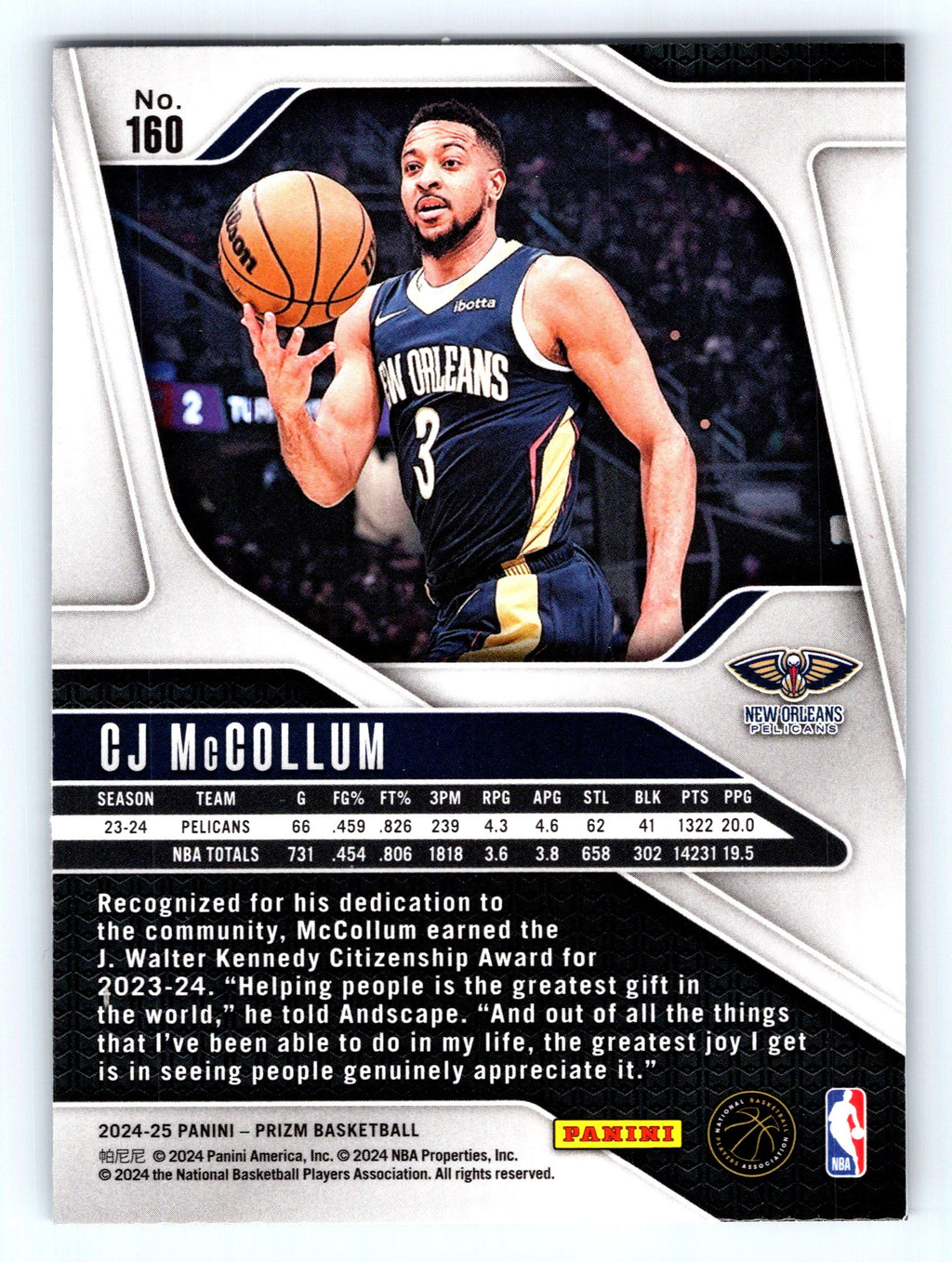 2024-25 Panini Prizm #160 CJ McCollum