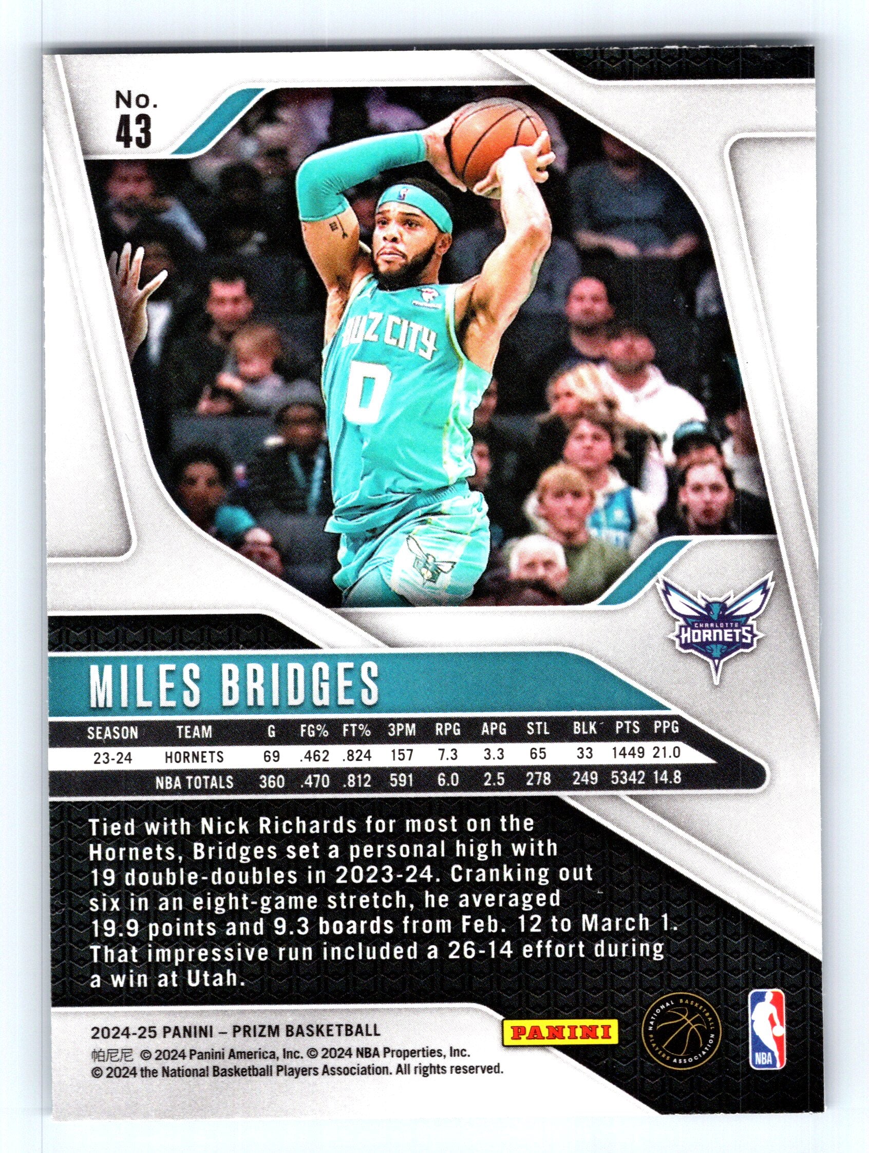 2024-25 Panini Prizm #43 Miles Bridges