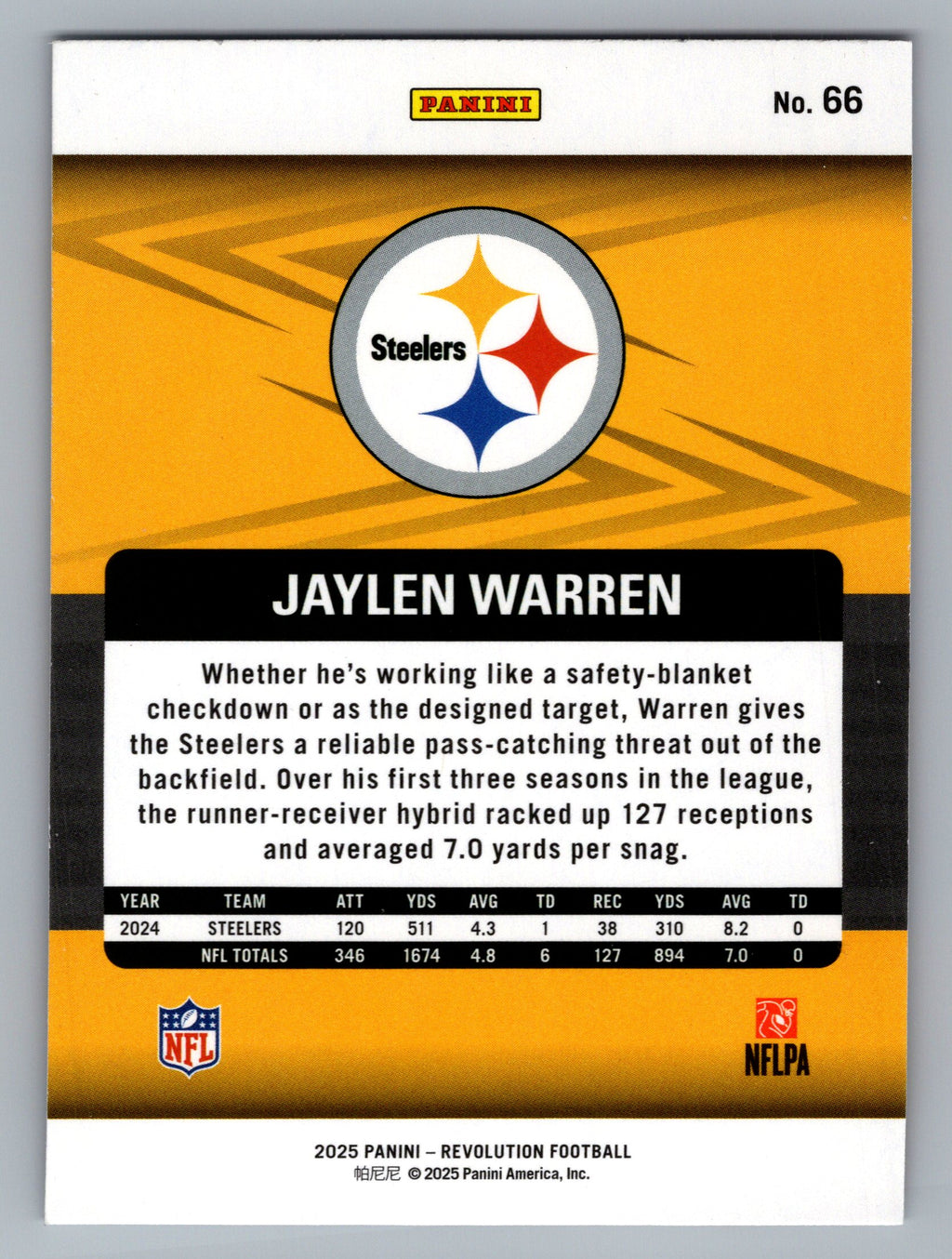 2025 Panini Revolution #66 Jaylen Warren