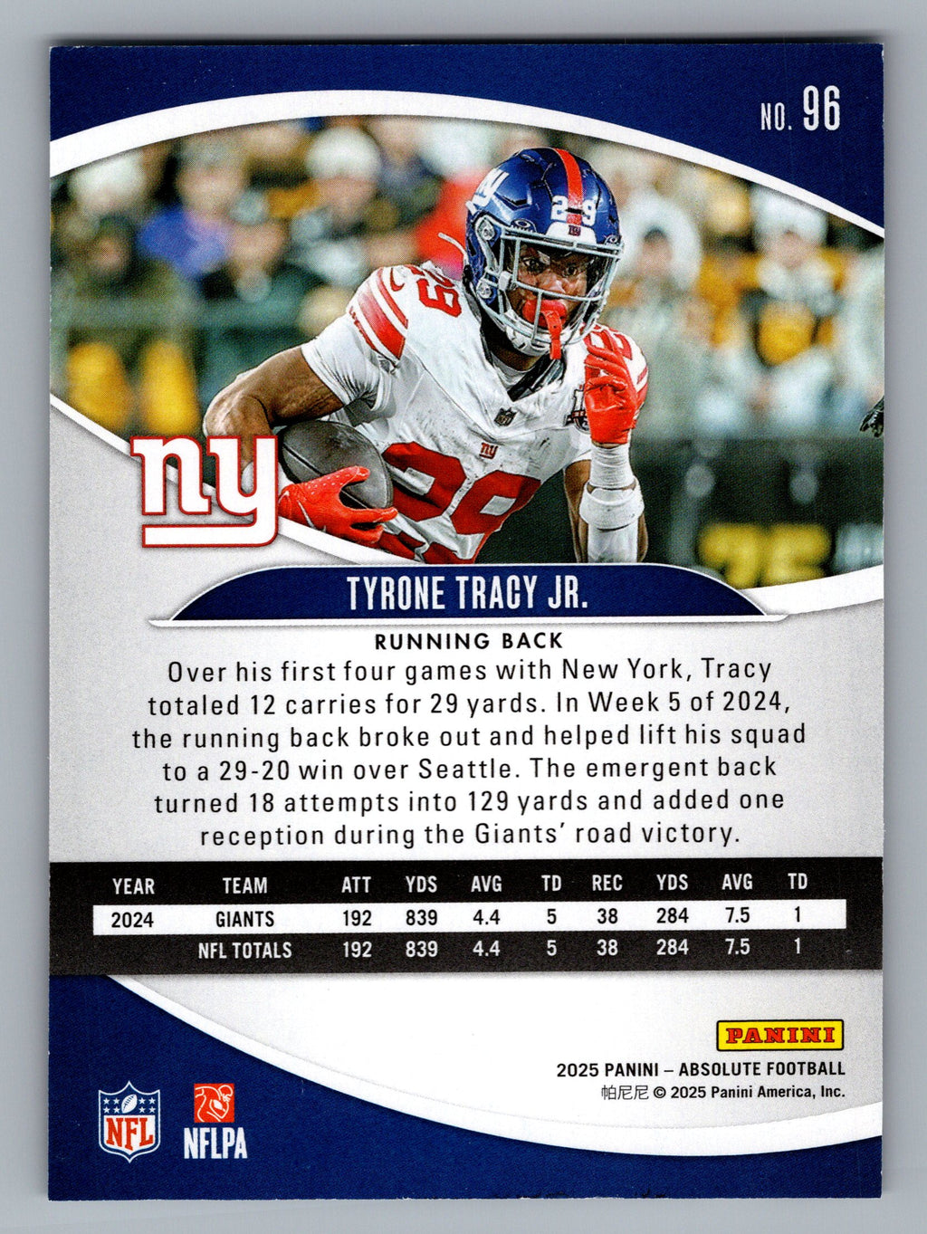 2025 Panini Absolute #96 Tyrone Tracy Jr. Retail