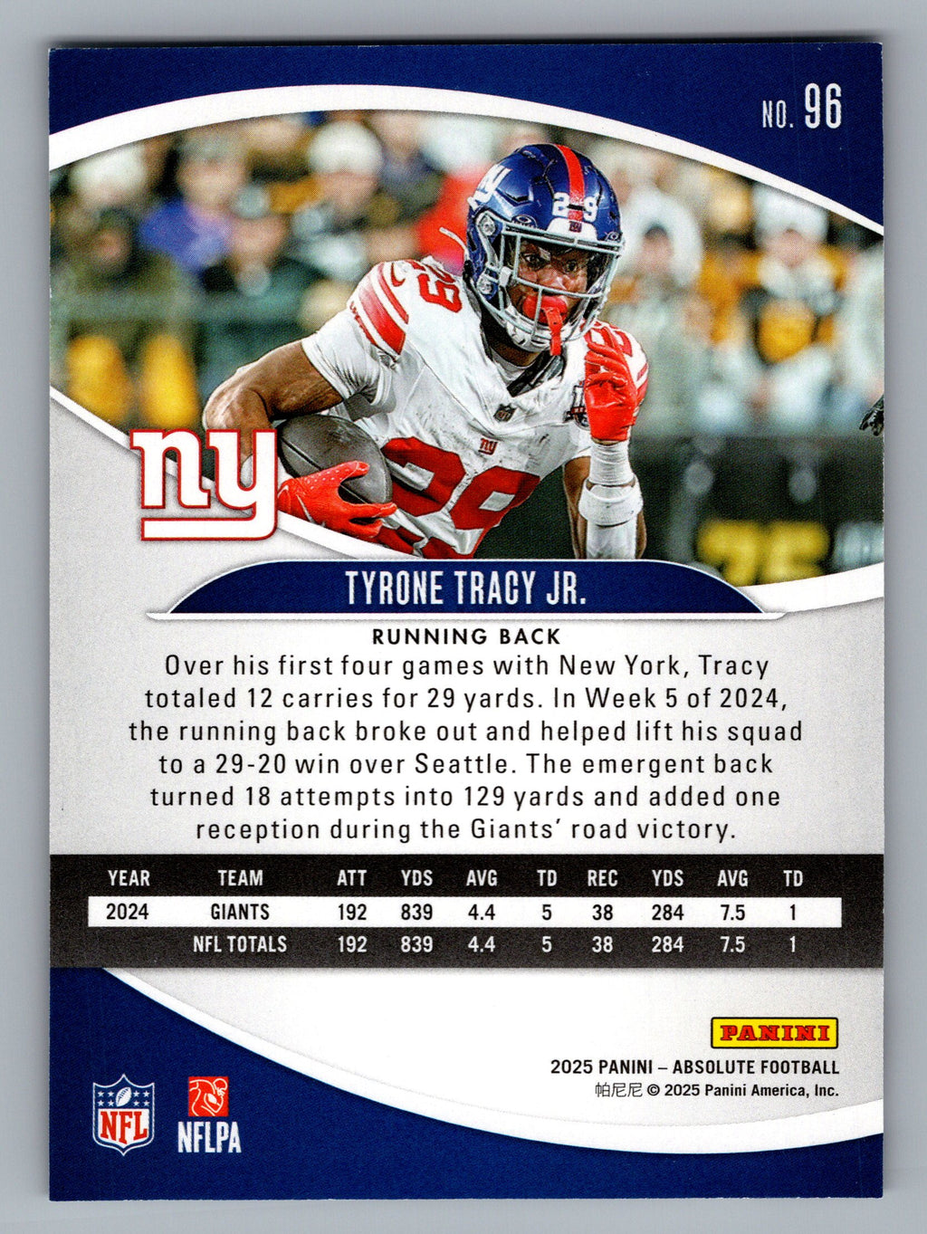2025 Panini Absolute #96 Tyrone Tracy Jr. Retail