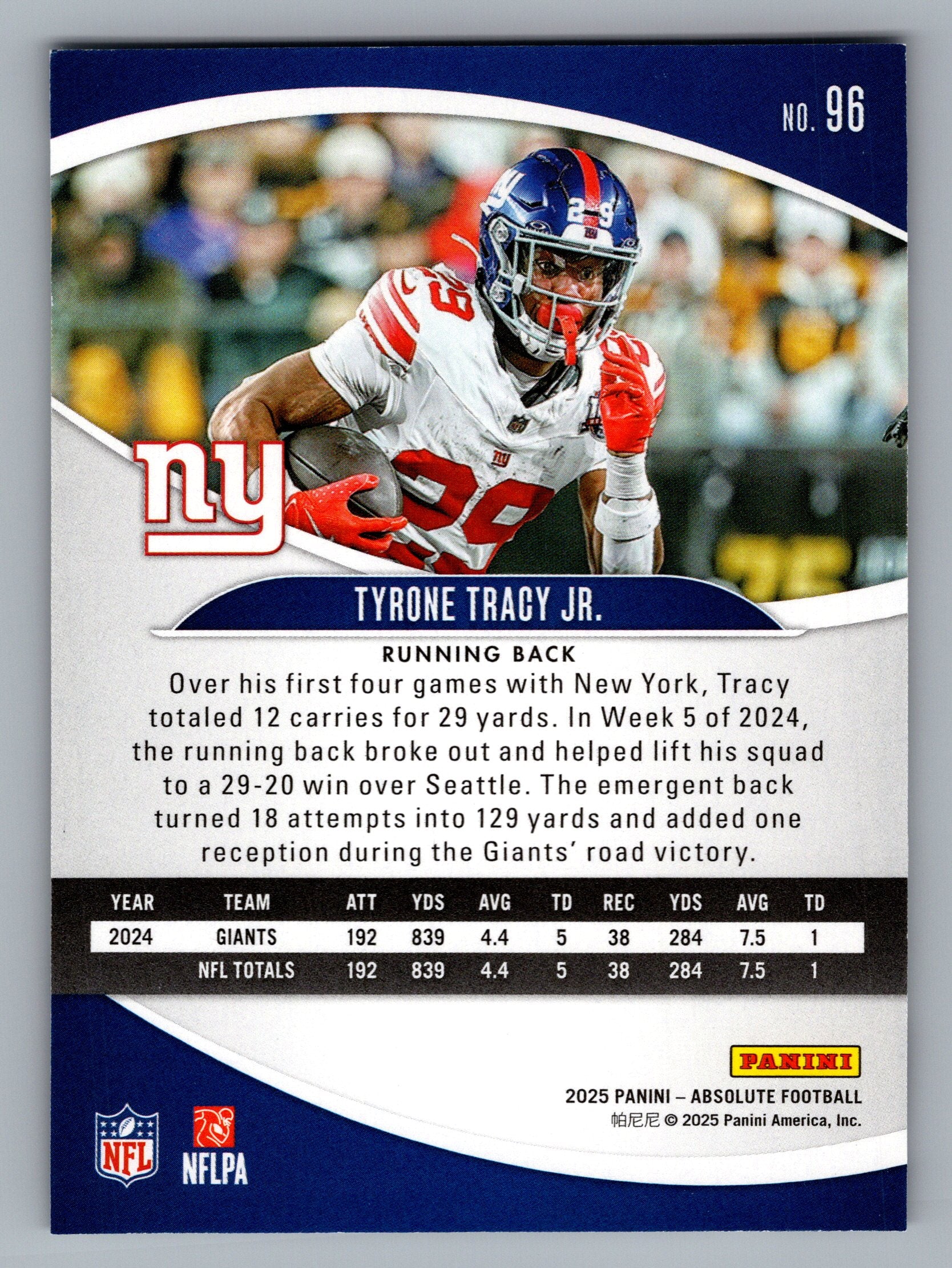 2025 Panini Absolute #96 Tyrone Tracy Jr. Retail