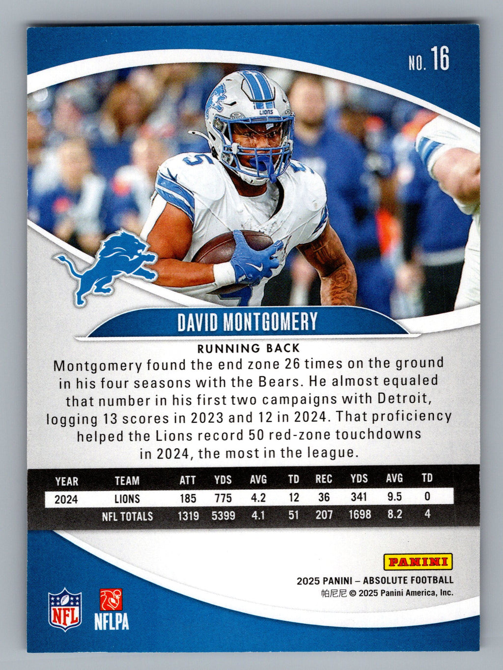 2025 Panini Absolute #16 David Montgomery Retail