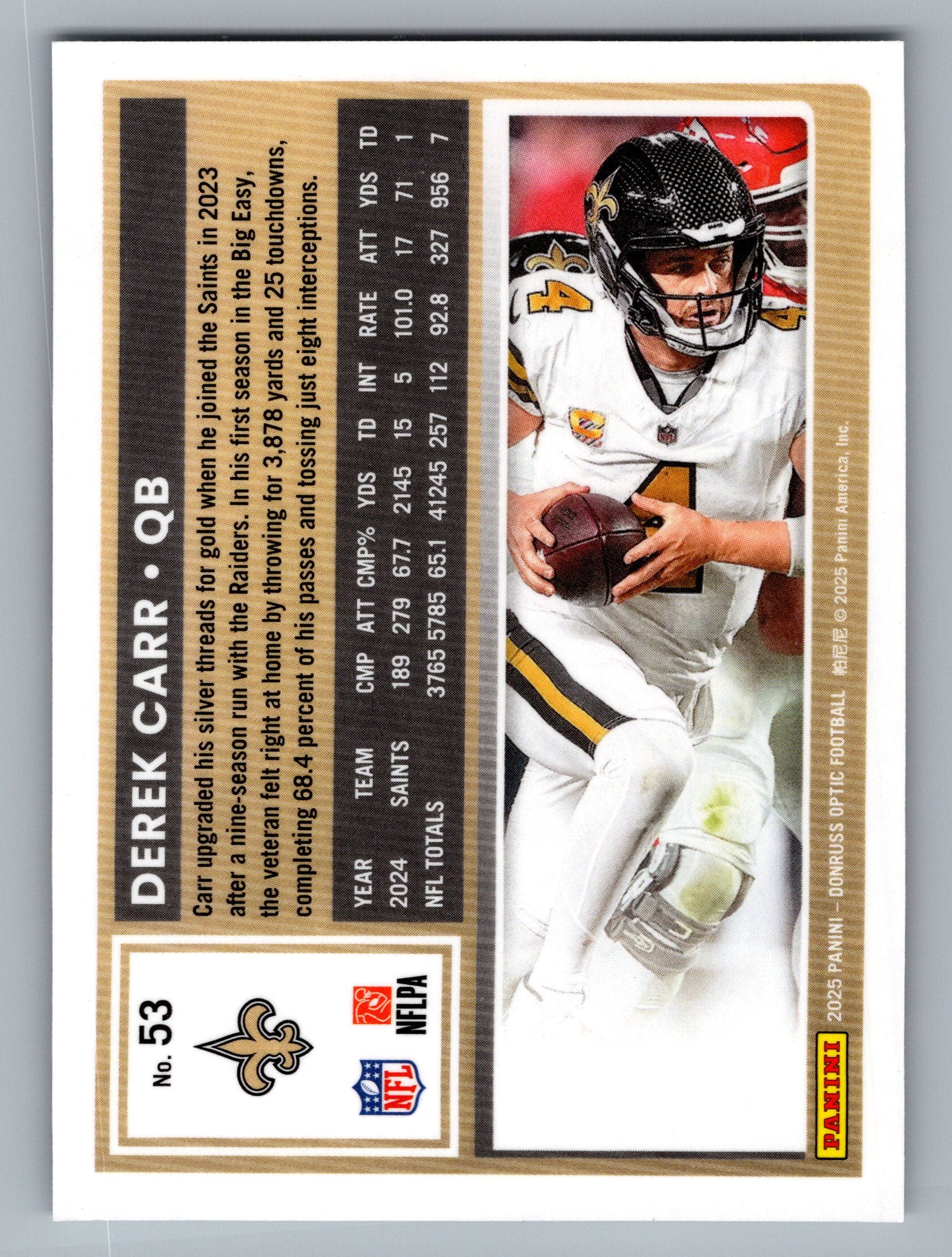 2025 Donruss Optic #53 Derek Carr