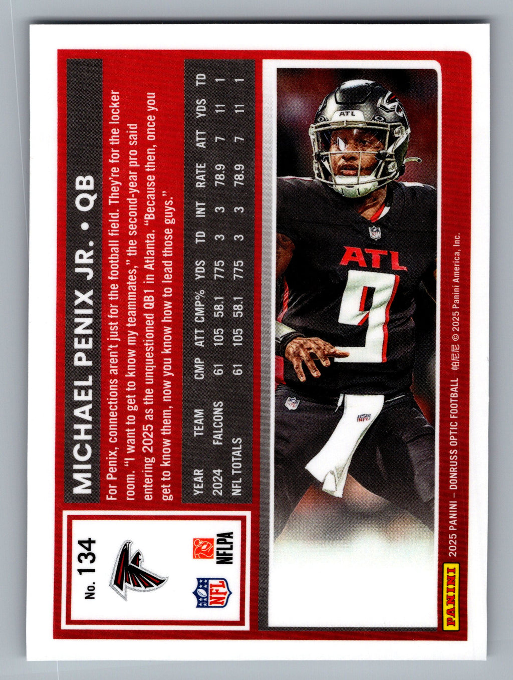 2025 Donruss Optic #134 Michael Penix Jr.