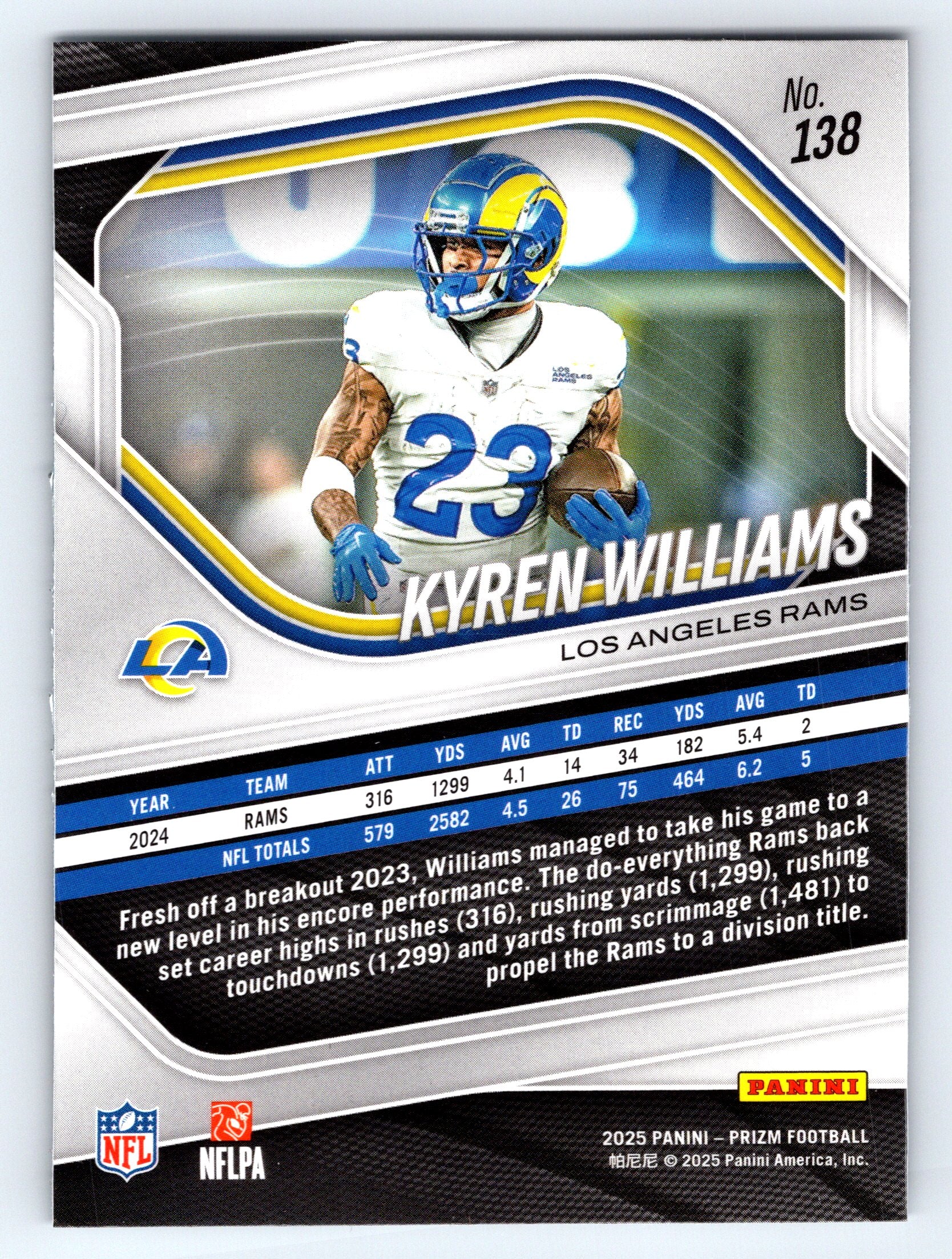 2025 Panini Prizm #138 Kyren Williams