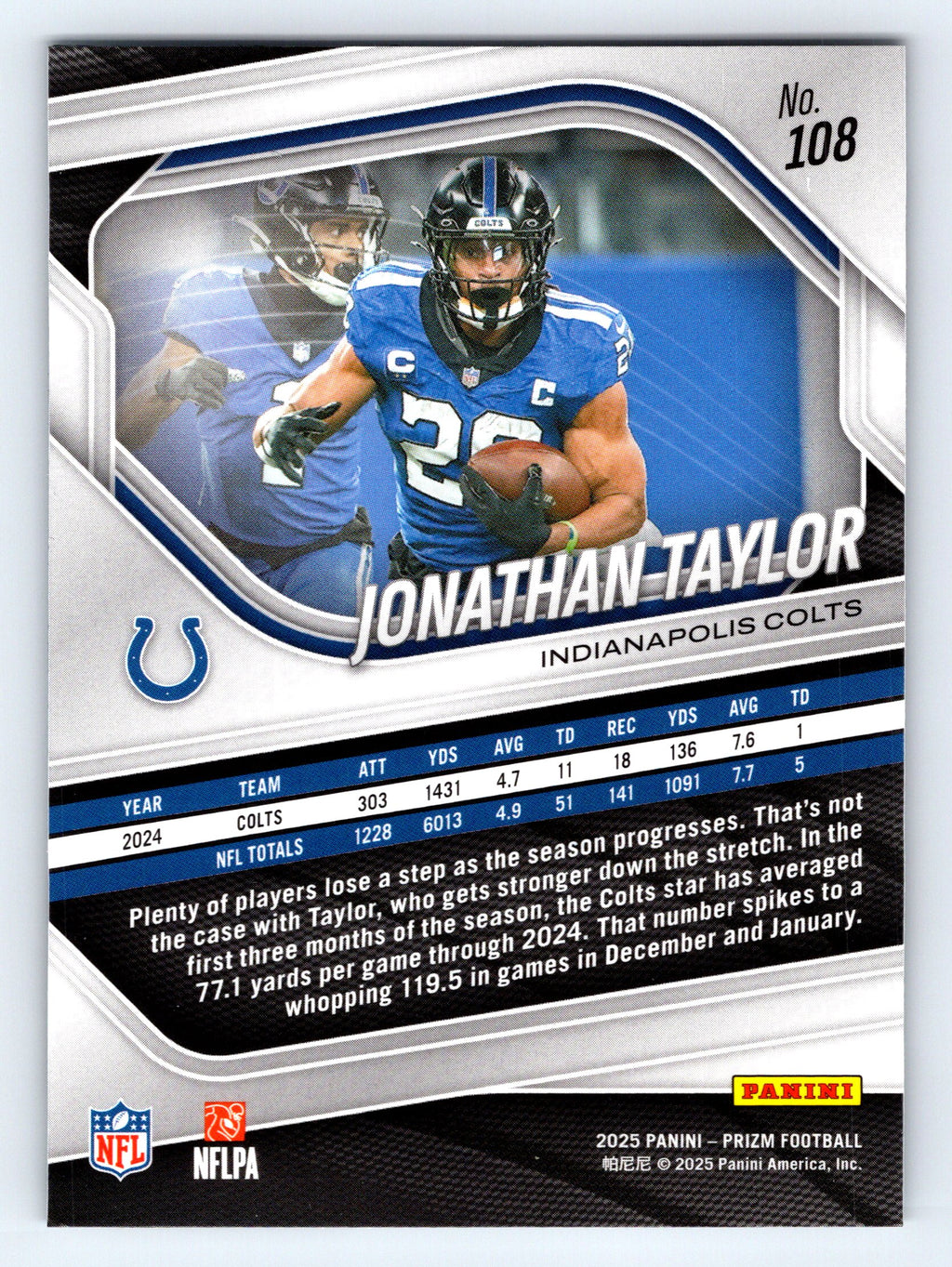 2025 Panini Prizm #108 Jonathan Taylor