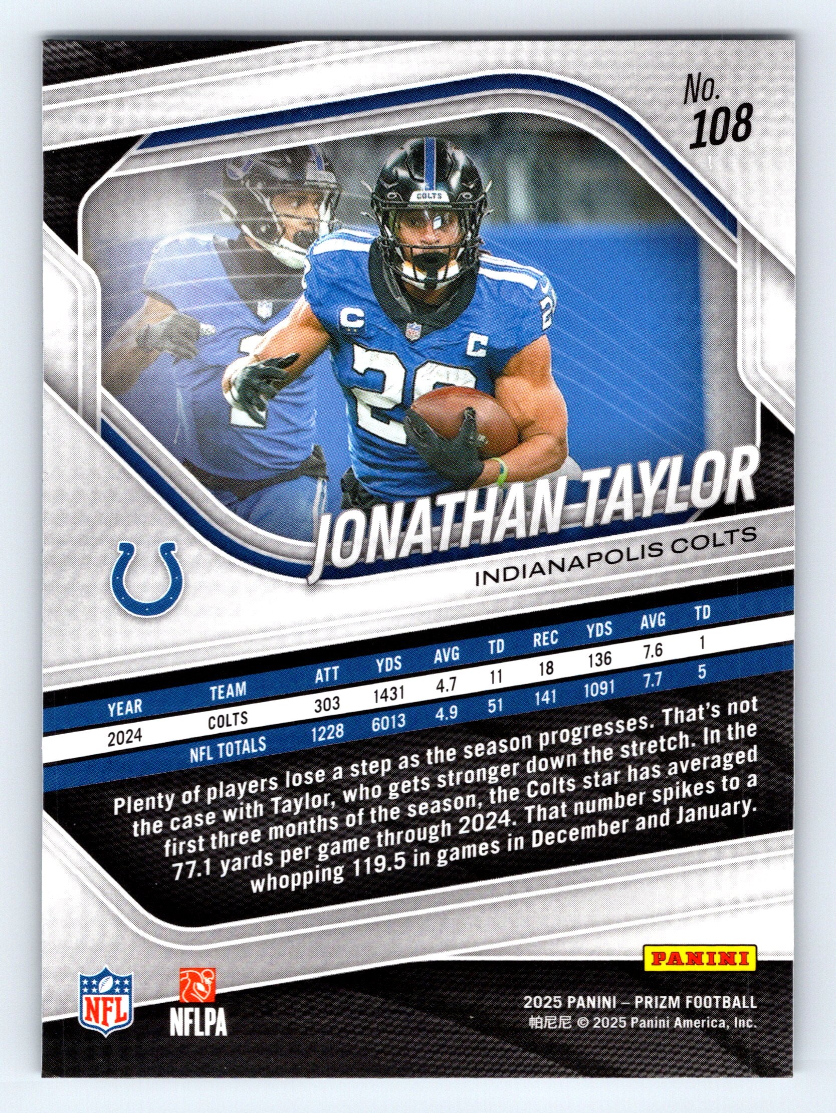 2025 Panini Prizm #108 Jonathan Taylor