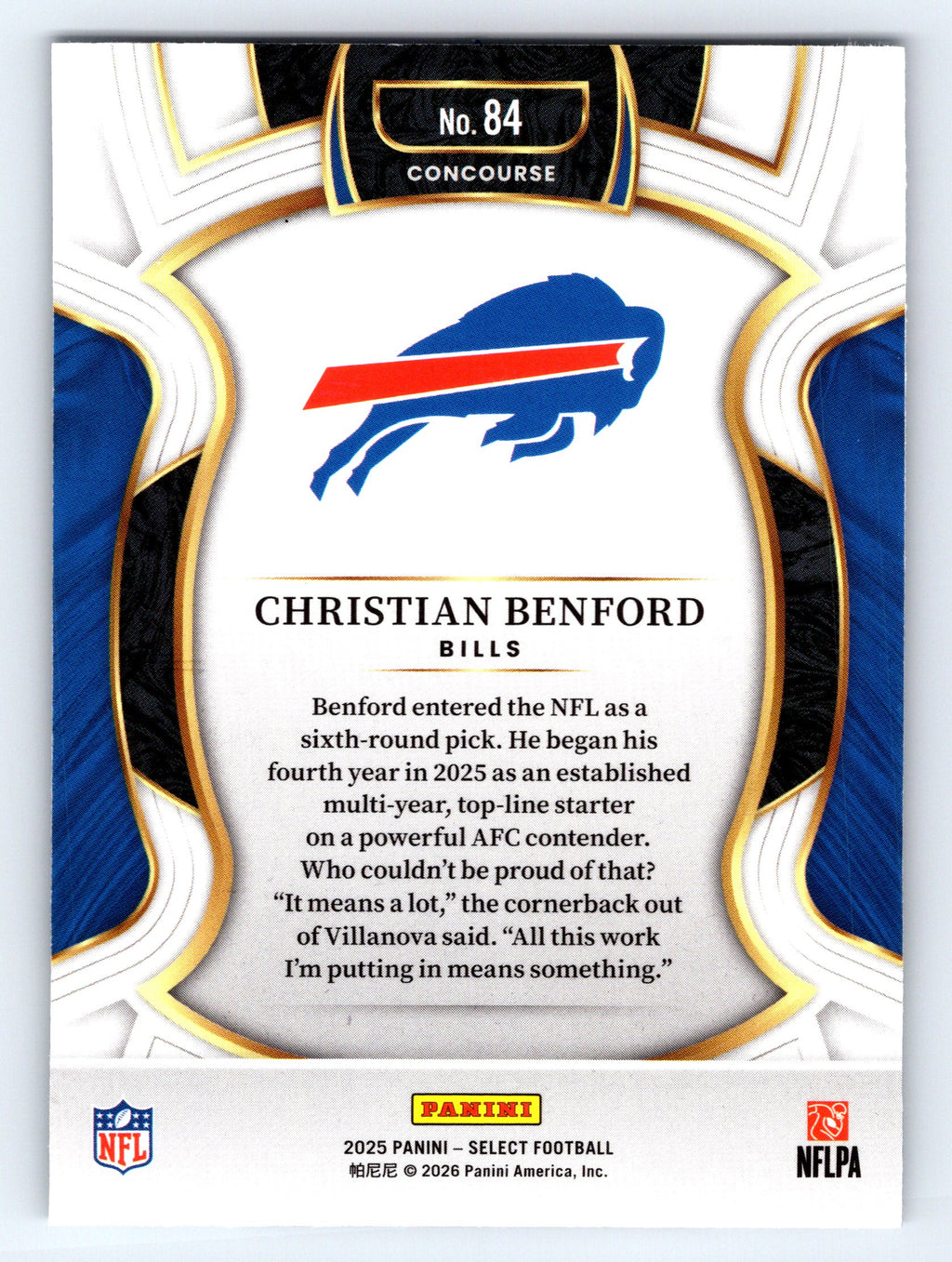 2025 Panini Select #84 Christian Benford